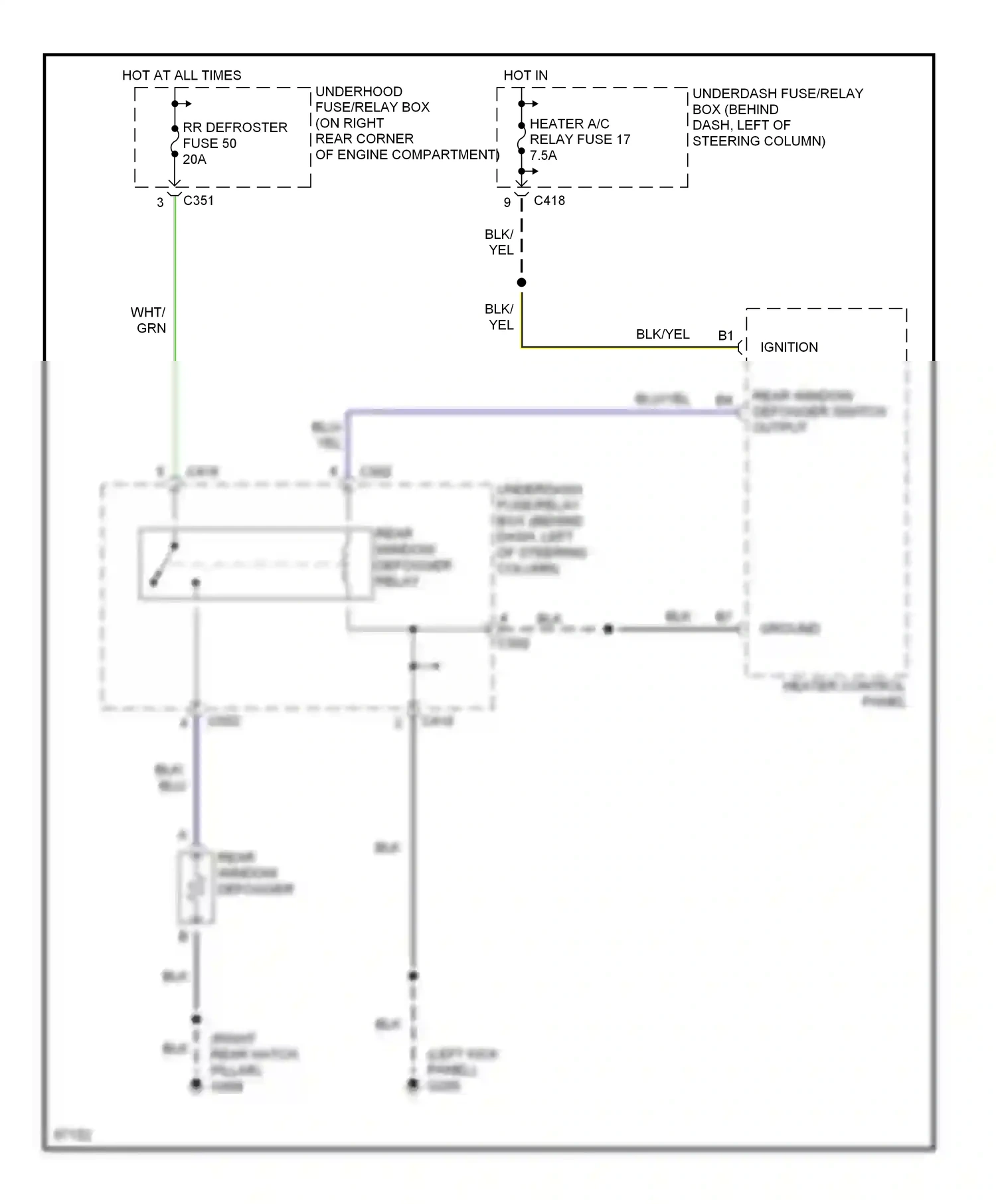 Wiring diagram heater control panel for Honda CR-V I facelift (1999-2001) (1 of 5)