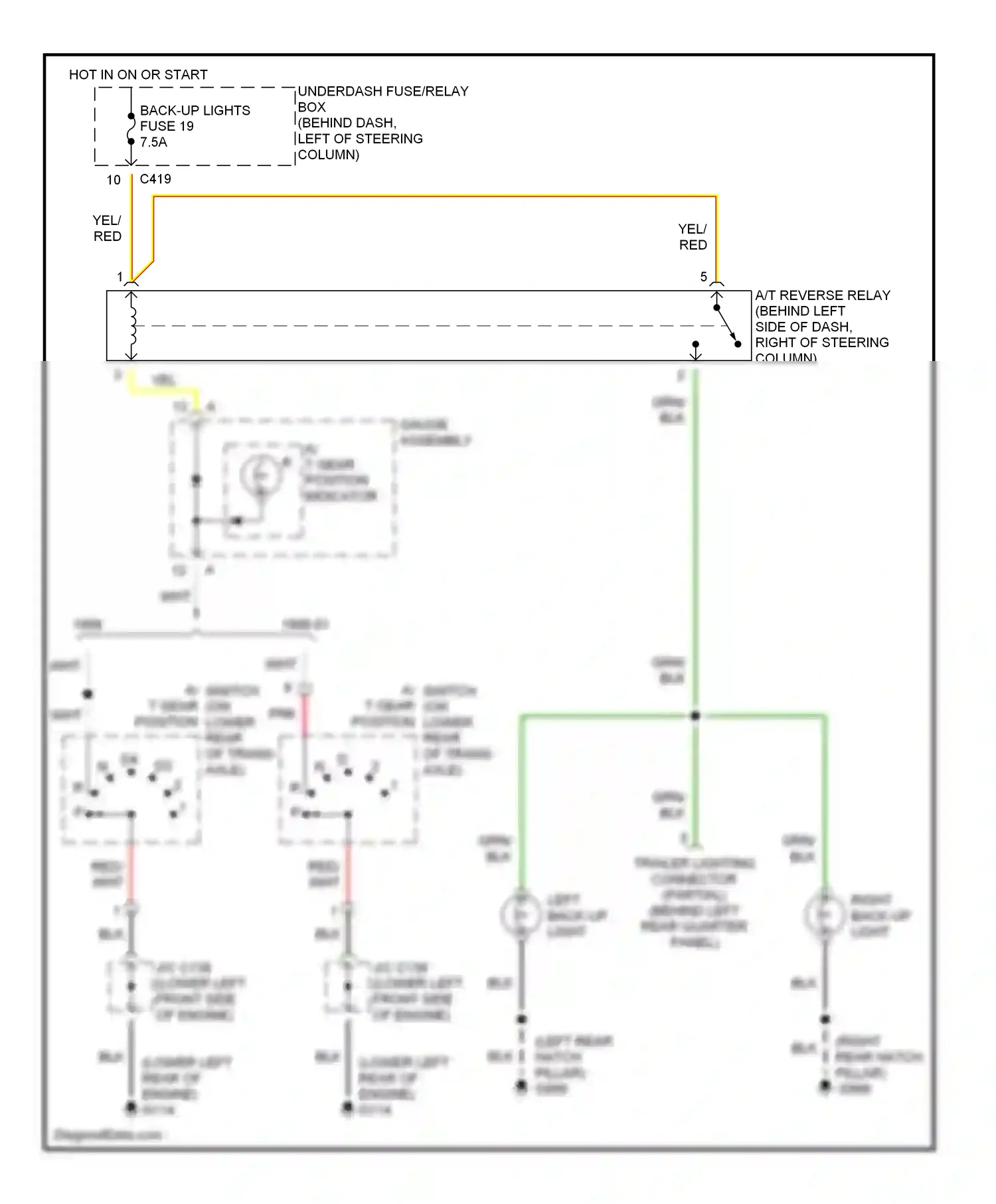 Wiring diagram left back-up light for Honda CR-V I facelift (1999-2001) (1 of 3)