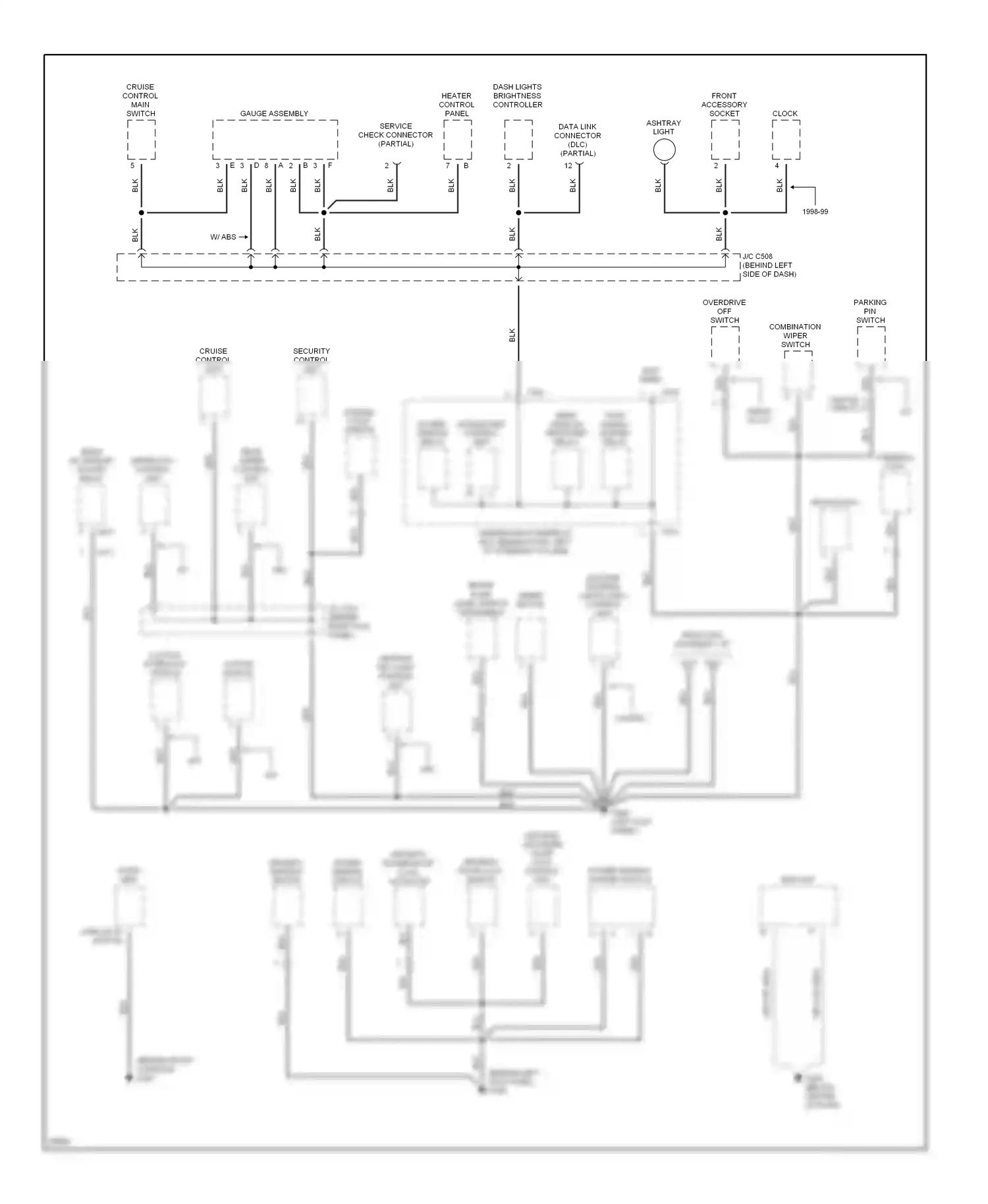 Wiring diagram power window master switch for Honda CR-V I facelift (1999-2001) (1 of 3)
