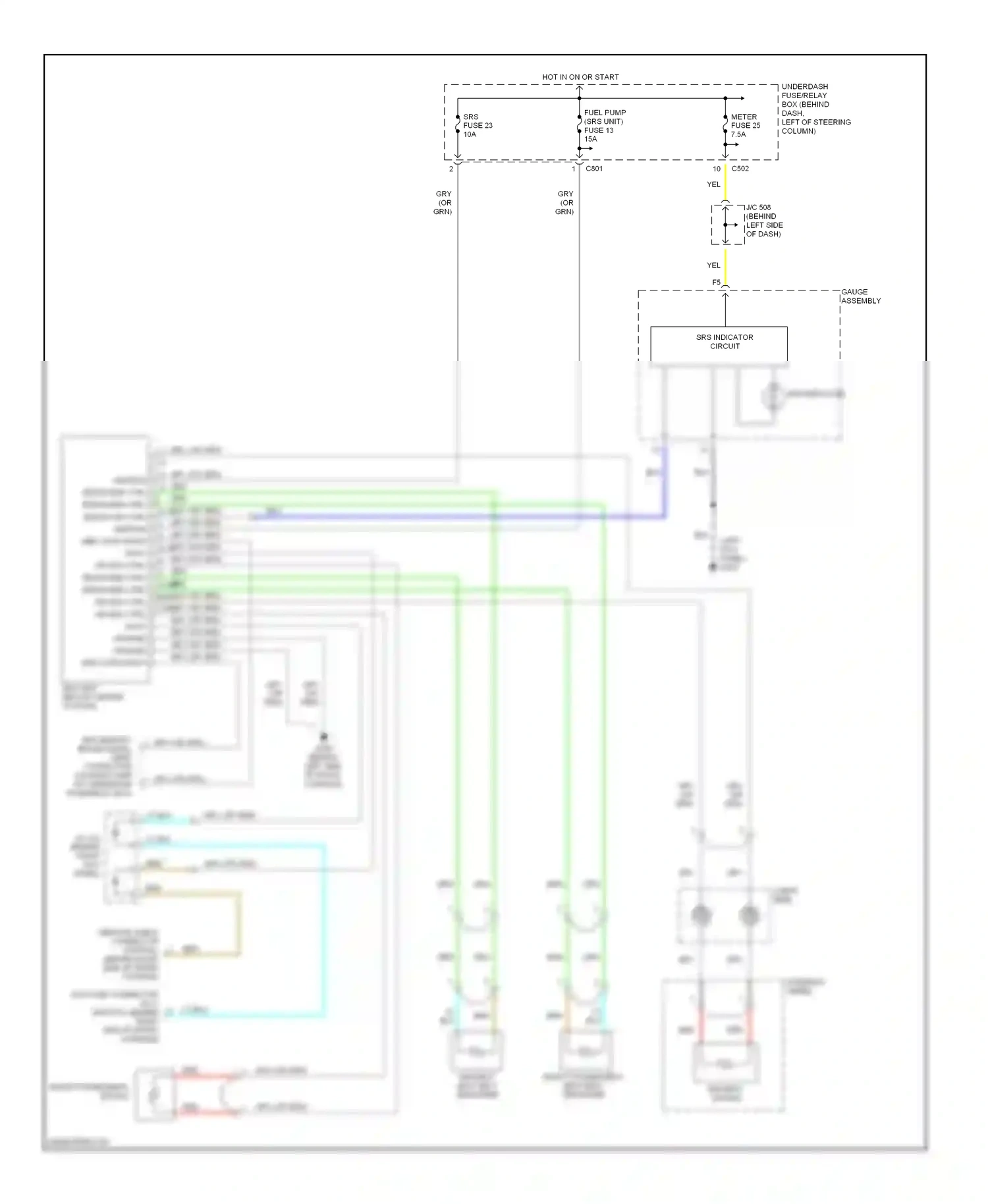 Wiring diagram srs indicator for Honda CR-V I facelift (1999-2001) (2 of 2)