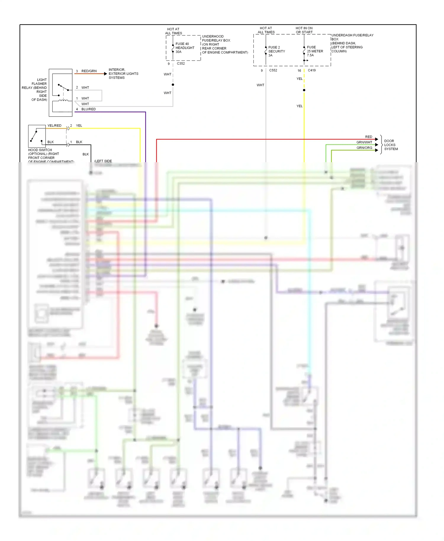 Wiring diagram tailgate latch switch for Honda CR-V I facelift (1999-2001) (1 of 3)