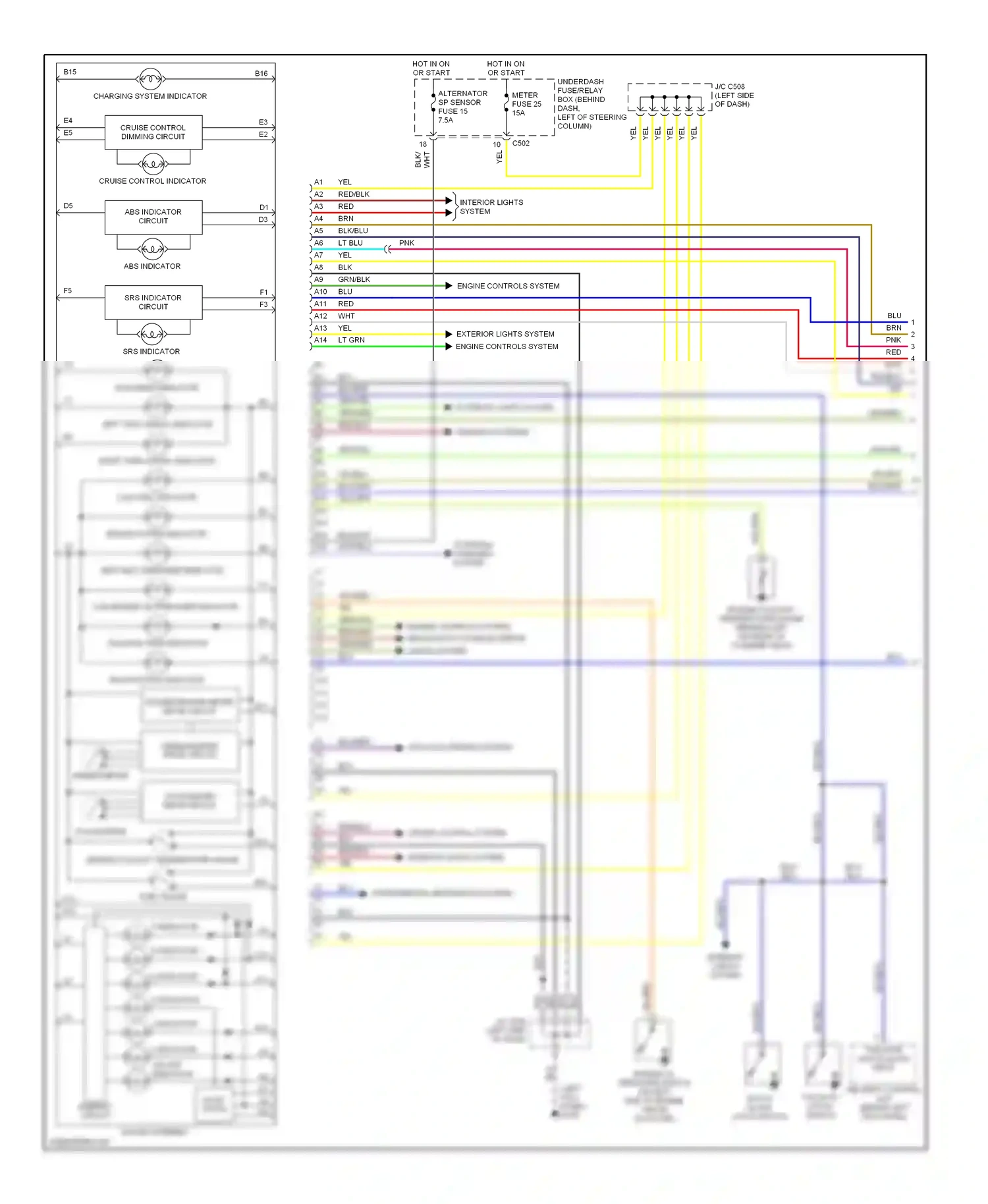 Wiring diagram tailgate open indicator for Honda CR-V I facelift (1999-2001) (1 of 1)