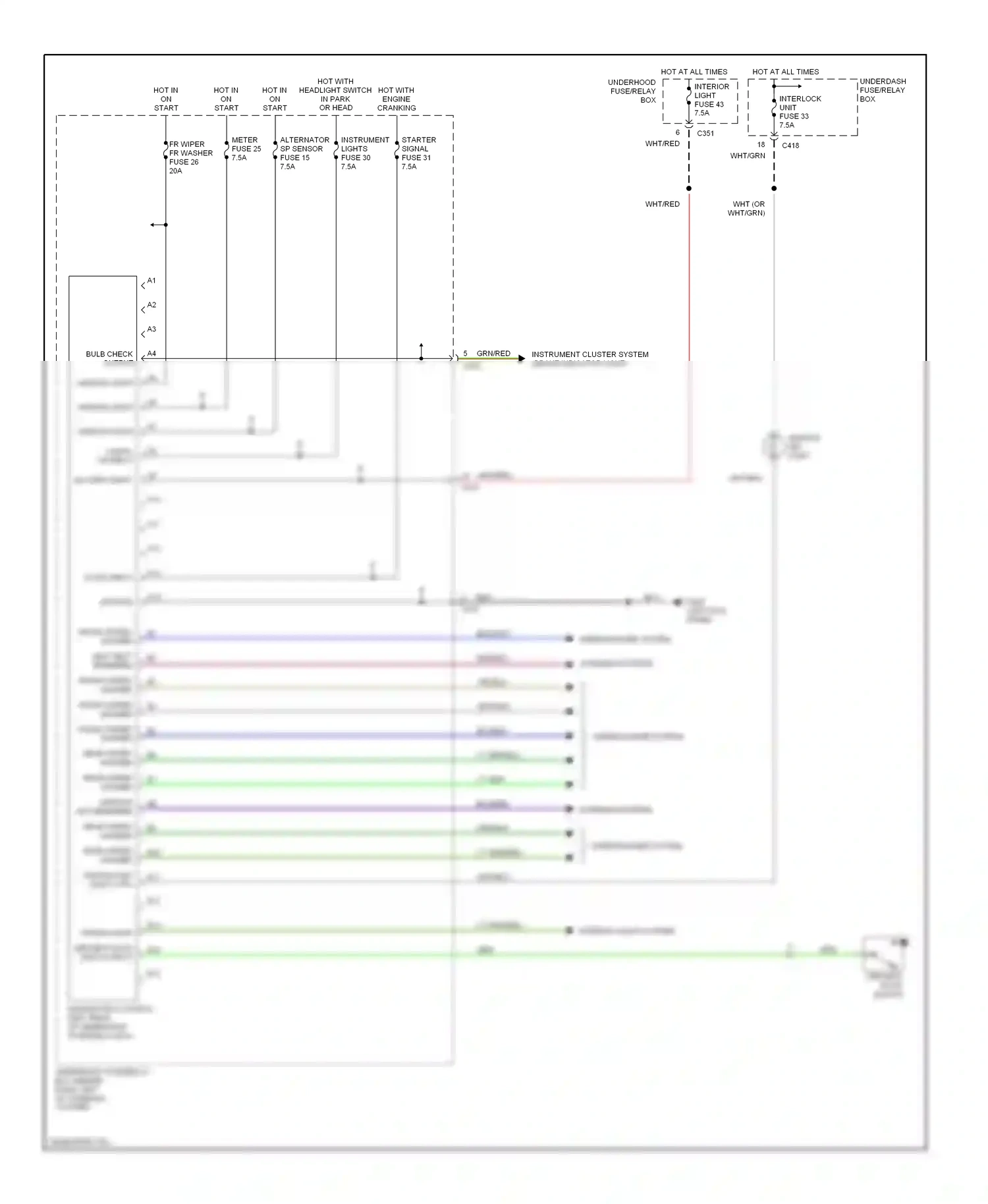 Wiring diagram warning systems for Honda CR-V I facelift (1999-2001) (2 of 2)