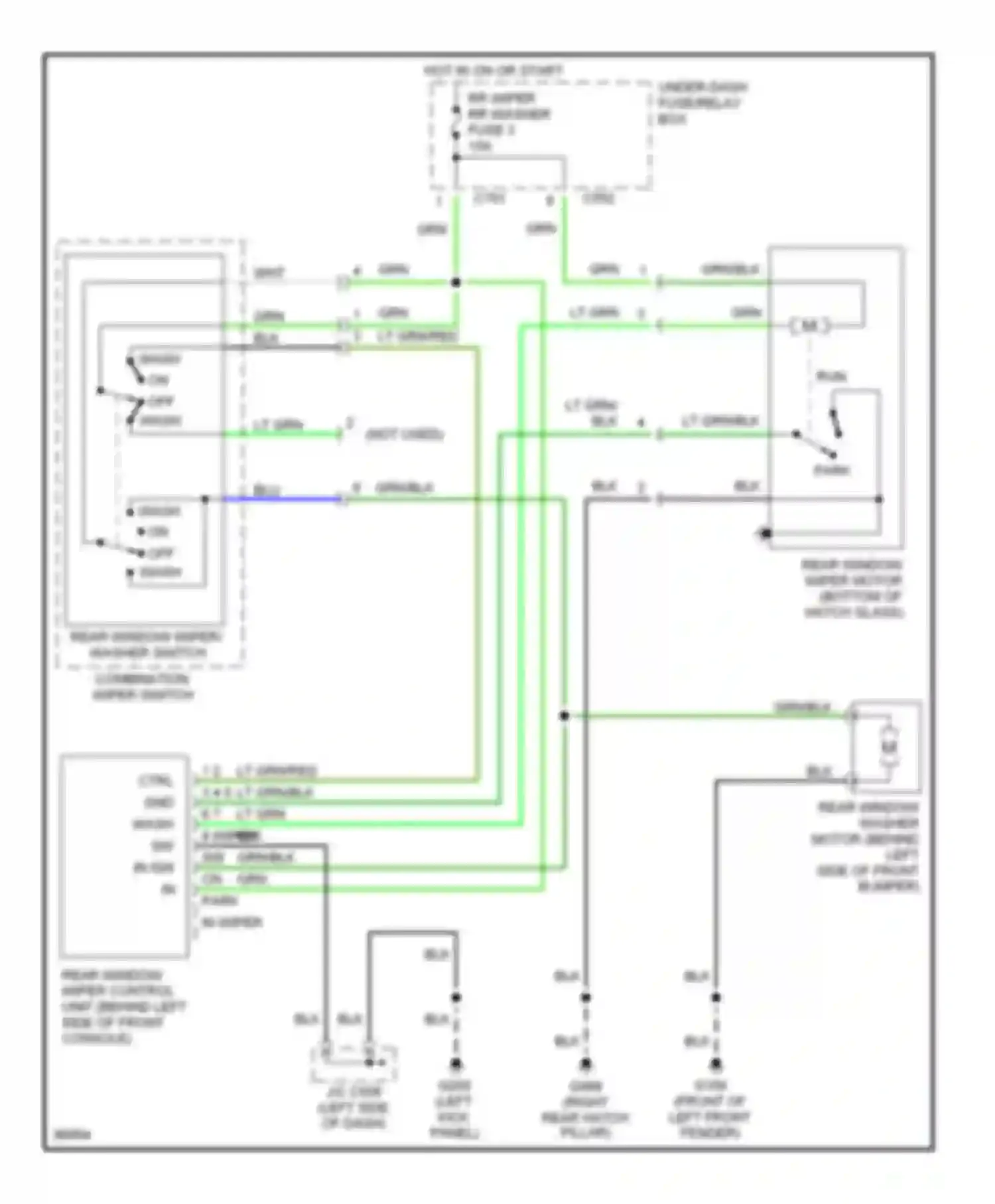 CR-V Honda I (1995-1999): Rear wiper/washer circuit