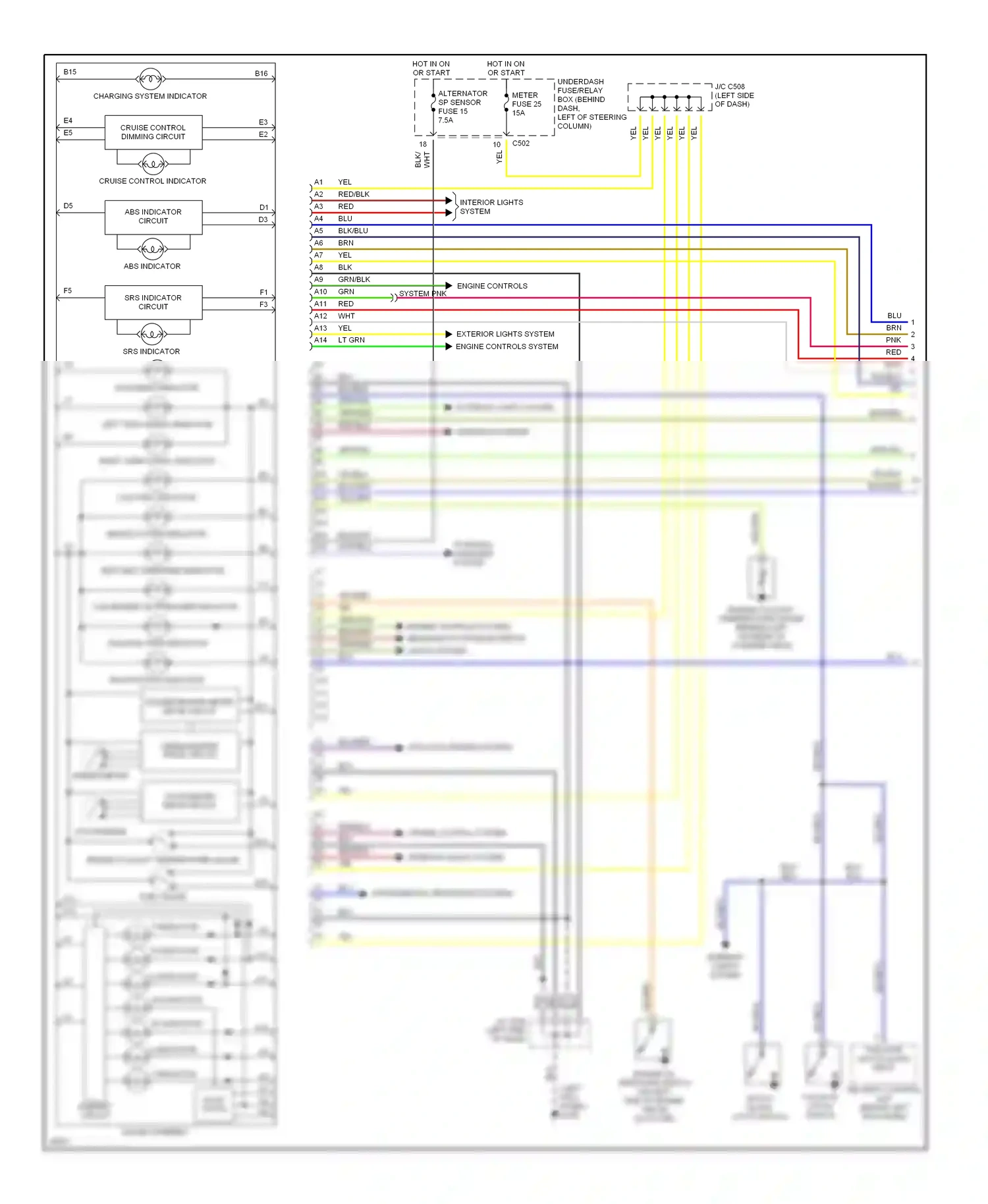 Wiring diagram 2 indicator for Honda CR-V I (1995-1999) (1 of 1)