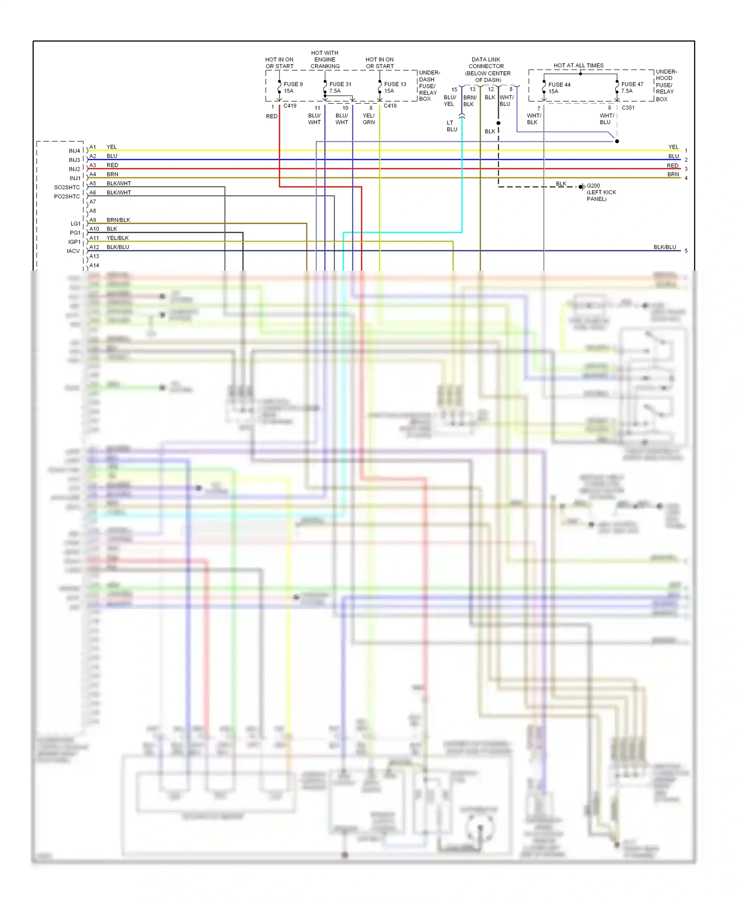 Wiring diagram a/c system for Honda CR-V I (1995-1999) (1 of 1)