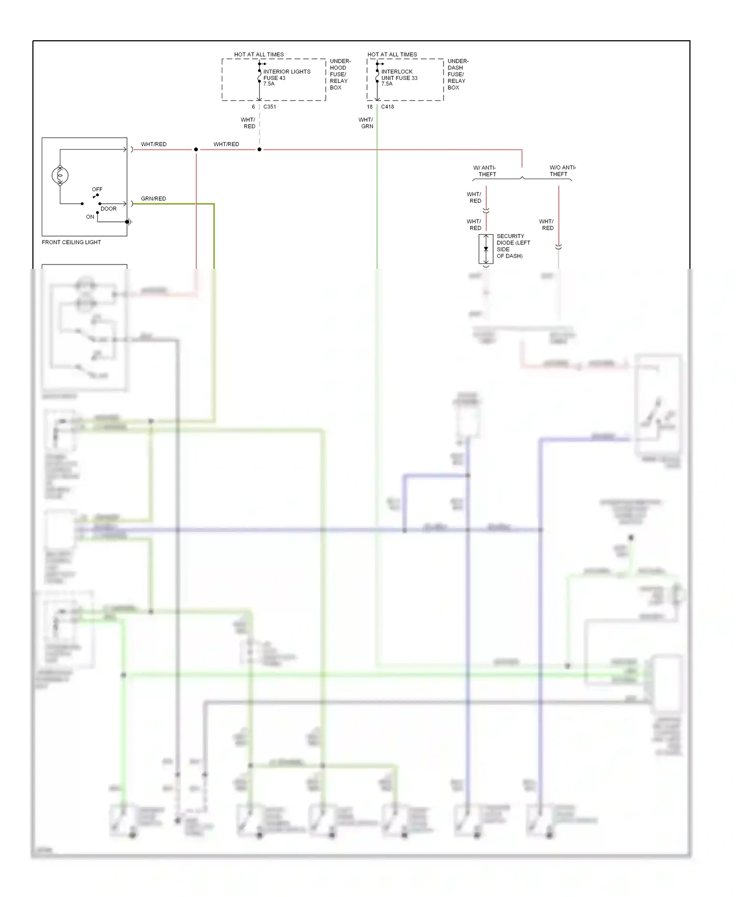 Wiring diagram front ceiling light for Honda CR-V I (1995-1999) (1 of 1)