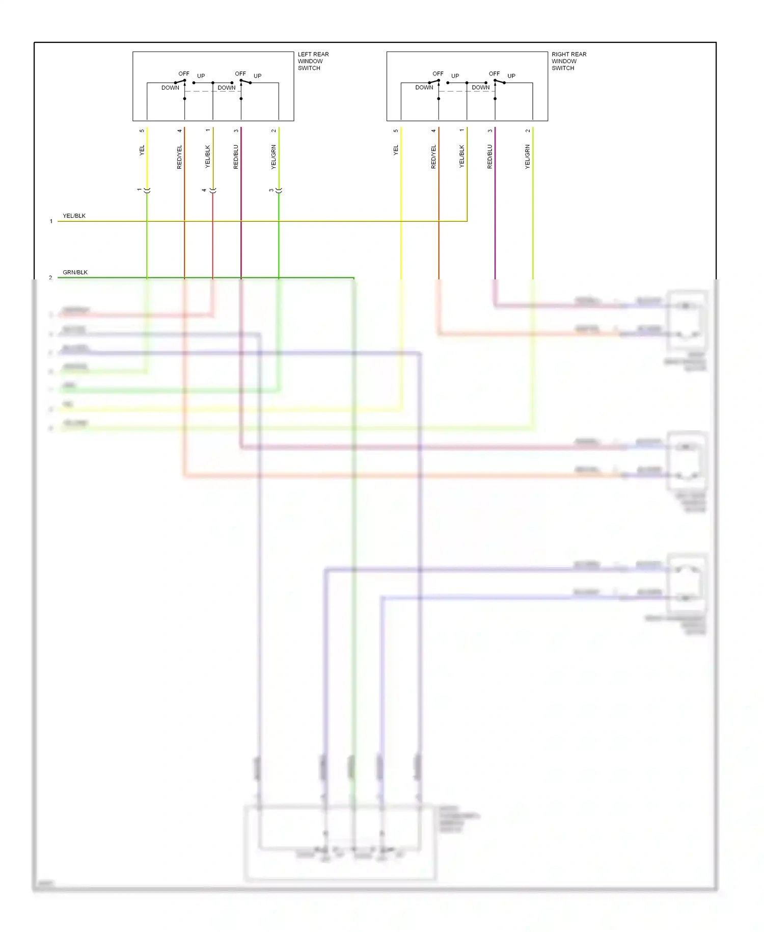 Wiring diagram front passenger's window switch for Honda CR-V I (1995-1999) (2 of 2)
