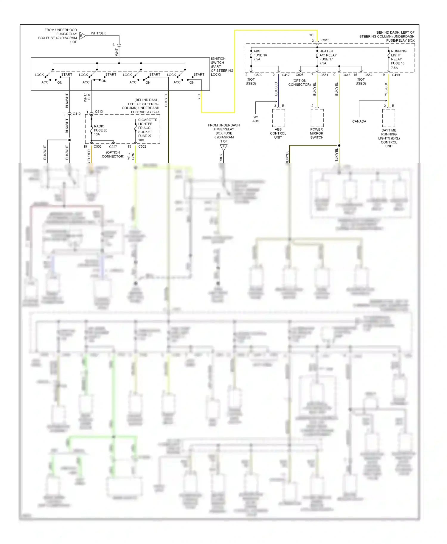 Wiring diagram heater control panel for Honda CR-V I (1995-1999) (5 of 5)