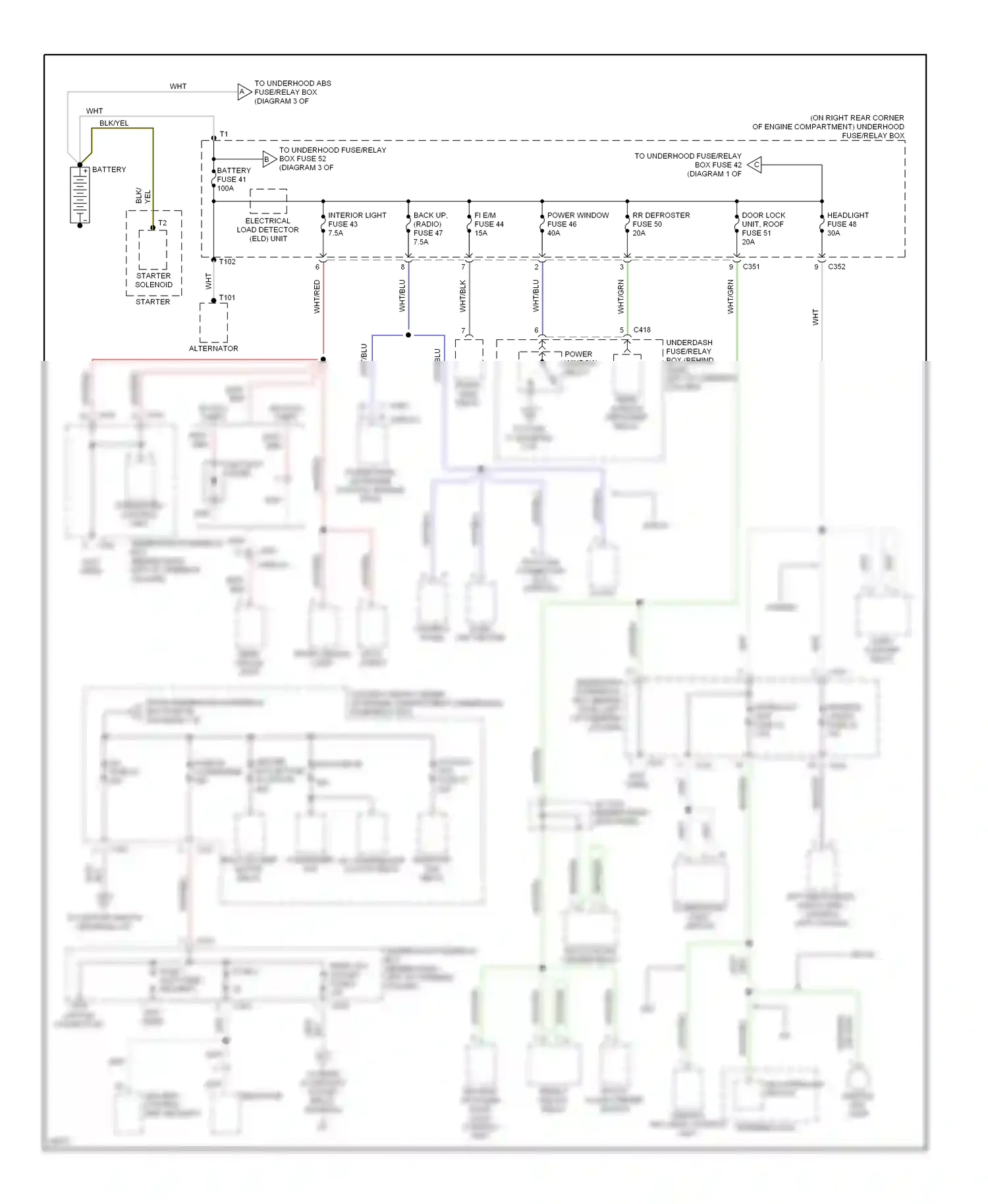 Wiring diagram ignition key light control unit for Honda CR-V I (1995-1999) (2 of 2)