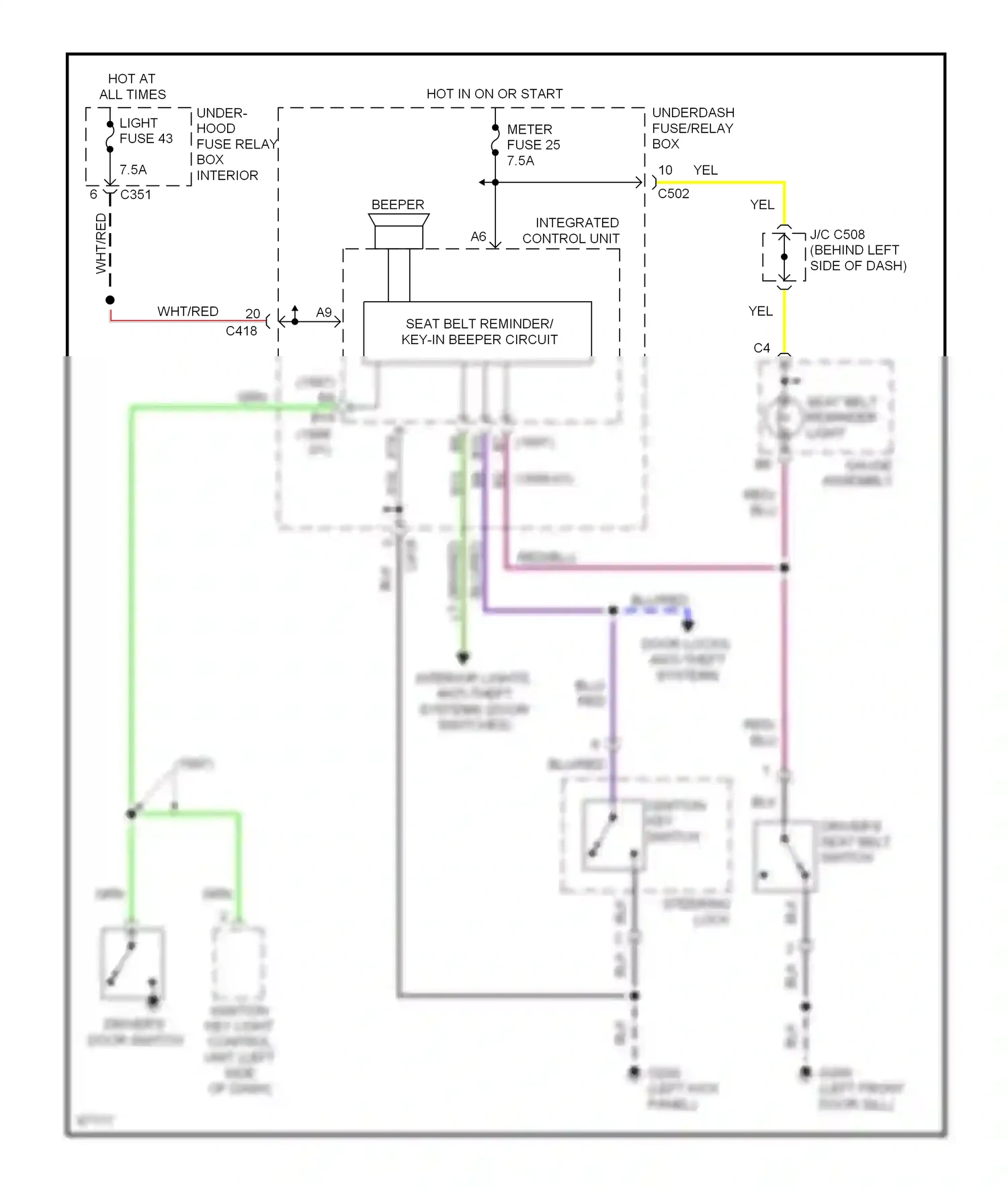 Wiring diagram integrated control unit for Honda CR-V I (1995-1999) (9 of 9)
