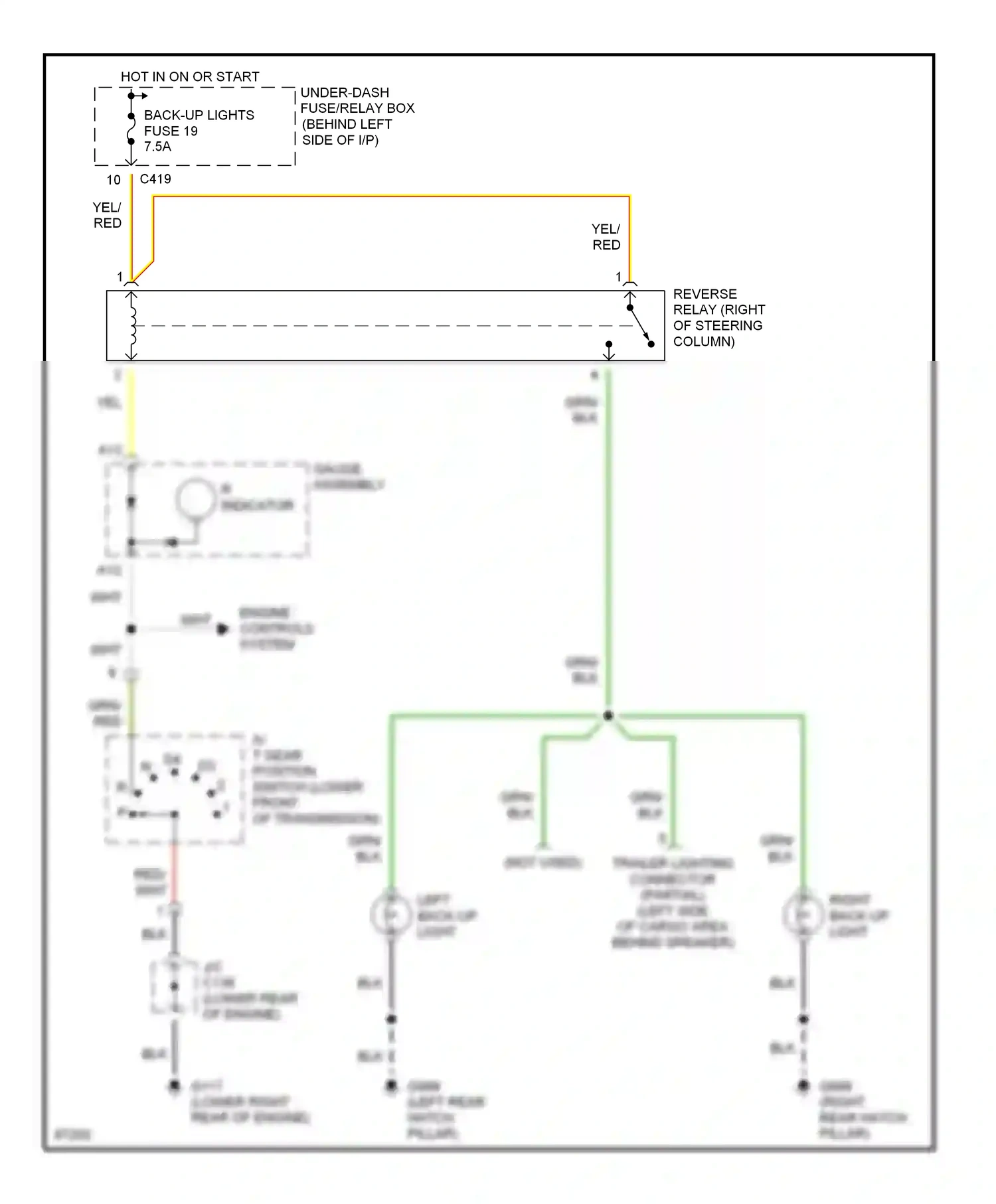 Wiring diagram left back-up light for Honda CR-V I (1995-1999) (1 of 2)