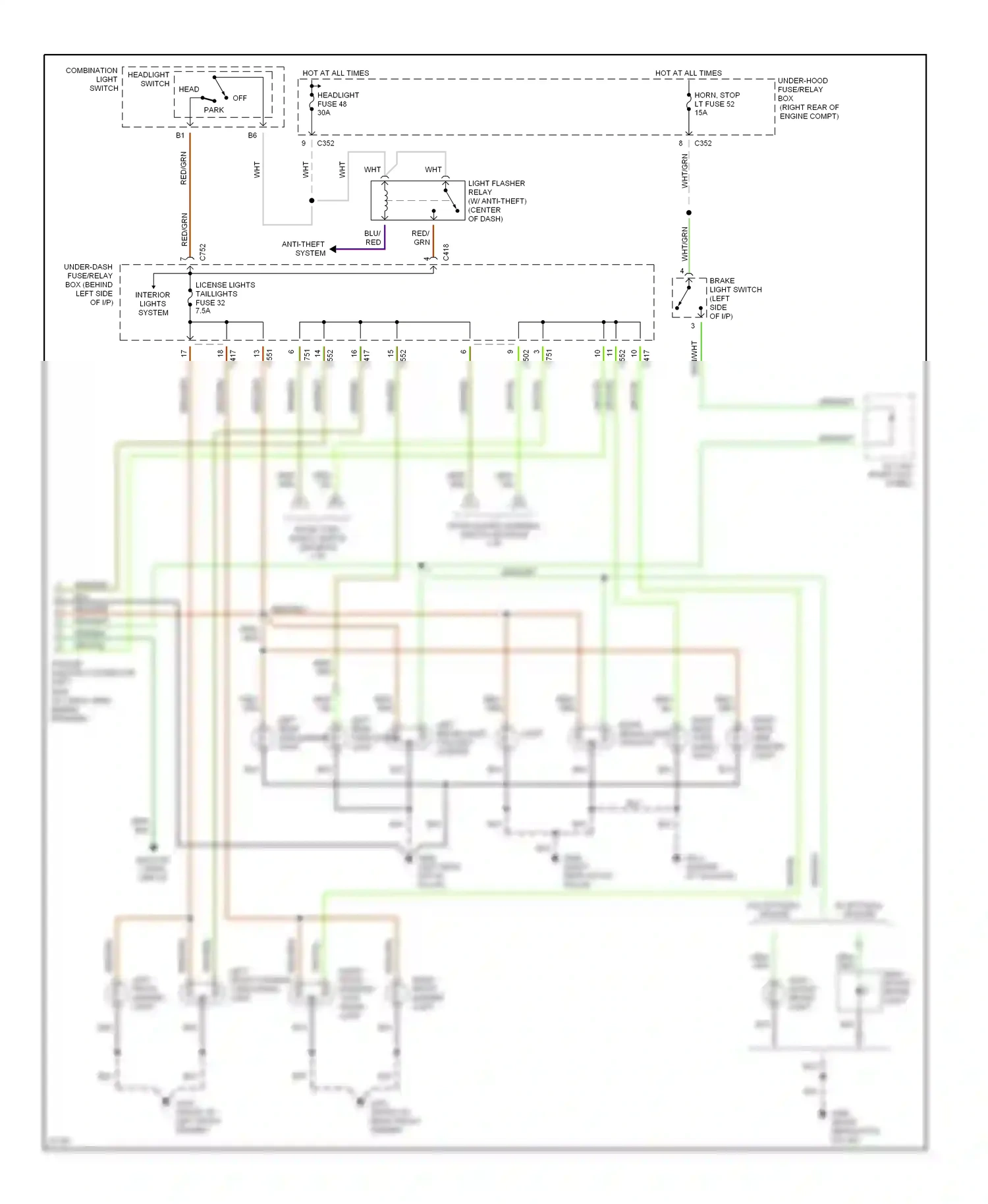 Wiring diagram left front marker light for Honda CR-V I (1995-1999) (1 of 1)