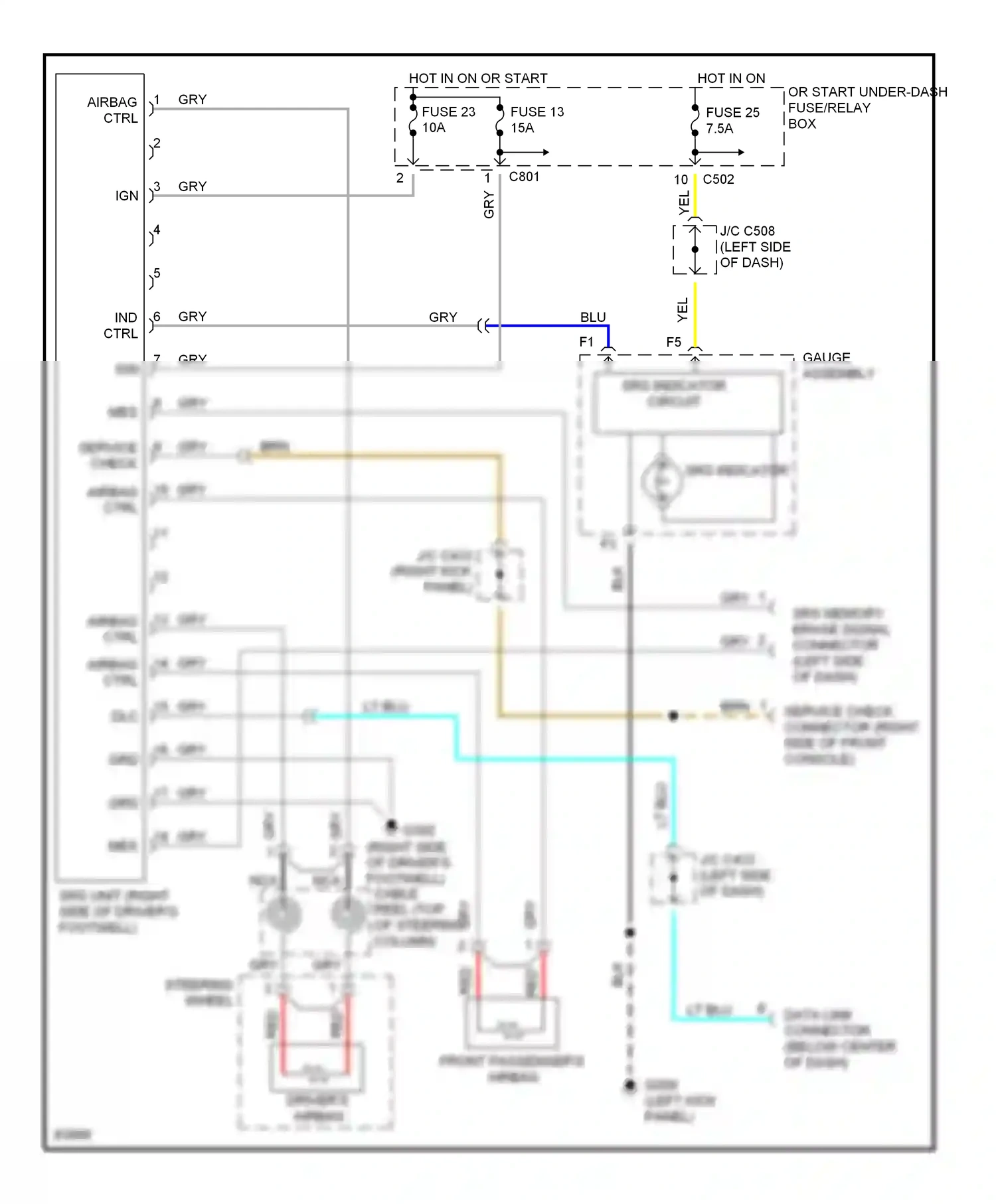 Wiring diagram srs indicator for Honda CR-V I (1995-1999) (2 of 2)