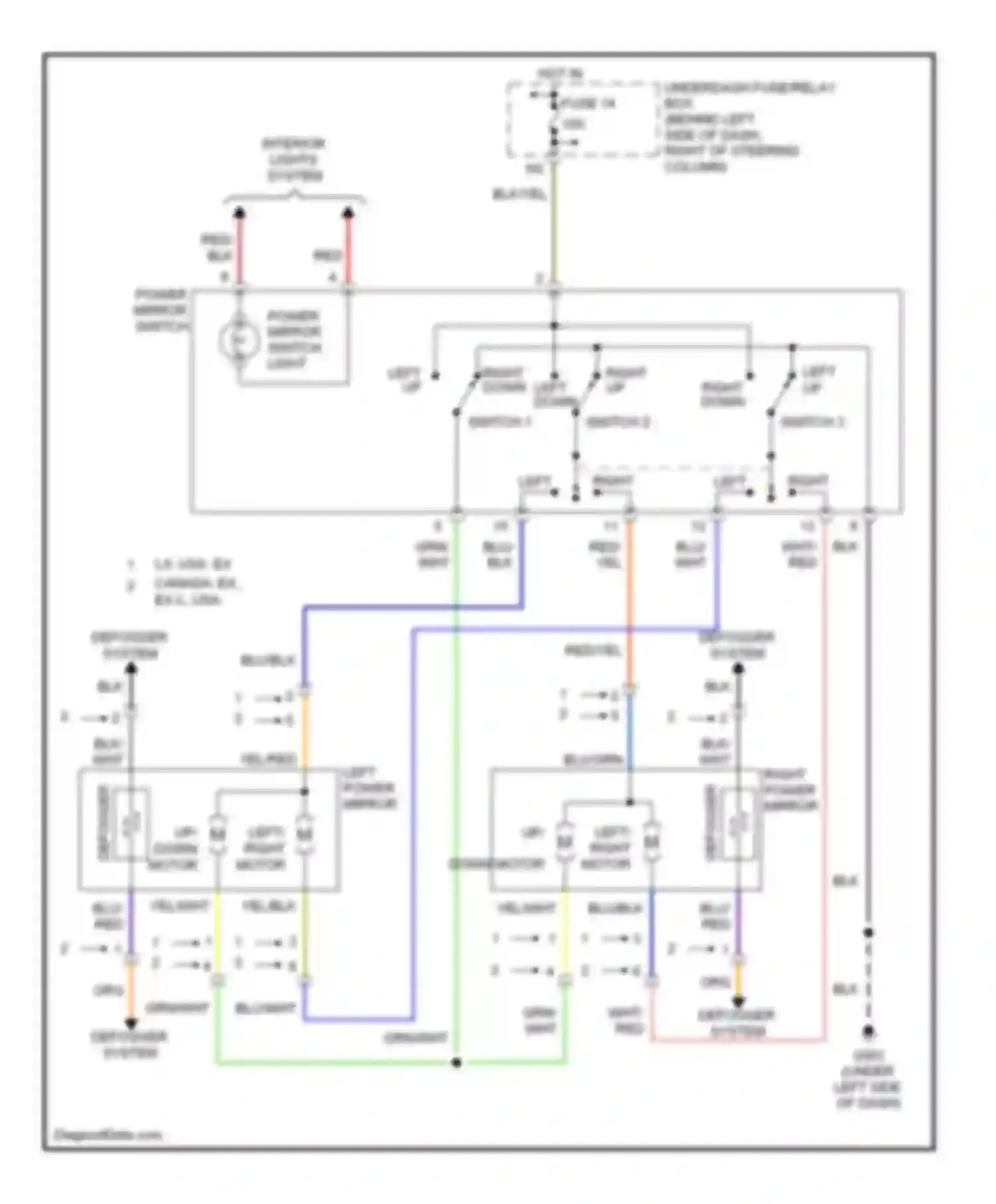 CR-V Honda II facelift (2004-2006): Power mirrors circuit