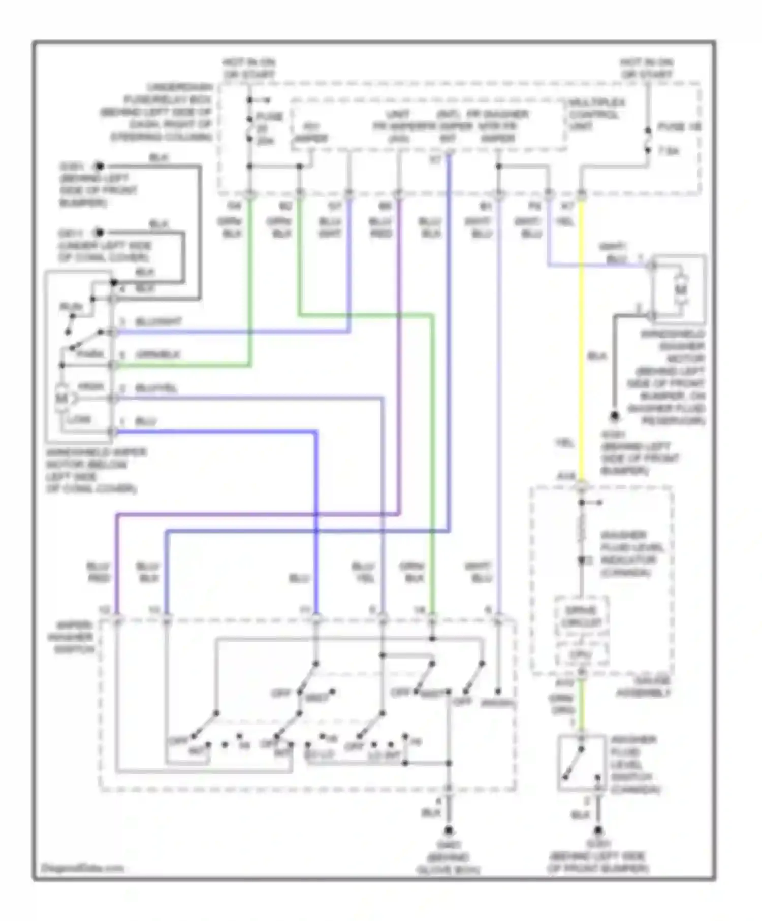 CR-V Honda II facelift (2004-2006): Front wiper/washer circuit