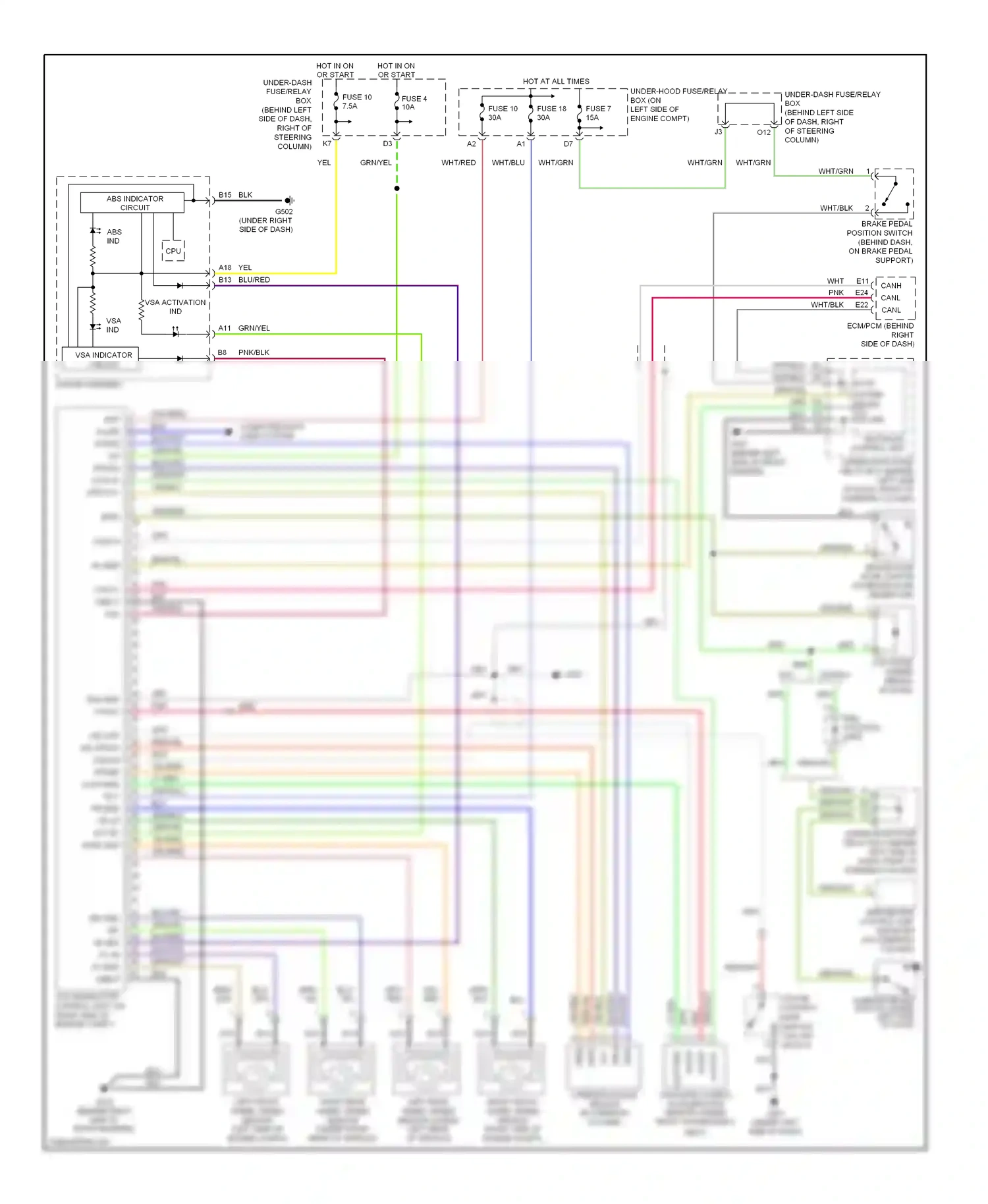 Wiring diagram abs indicator circuit for Honda CR-V II facelift (2004-2006) (1 of 2)