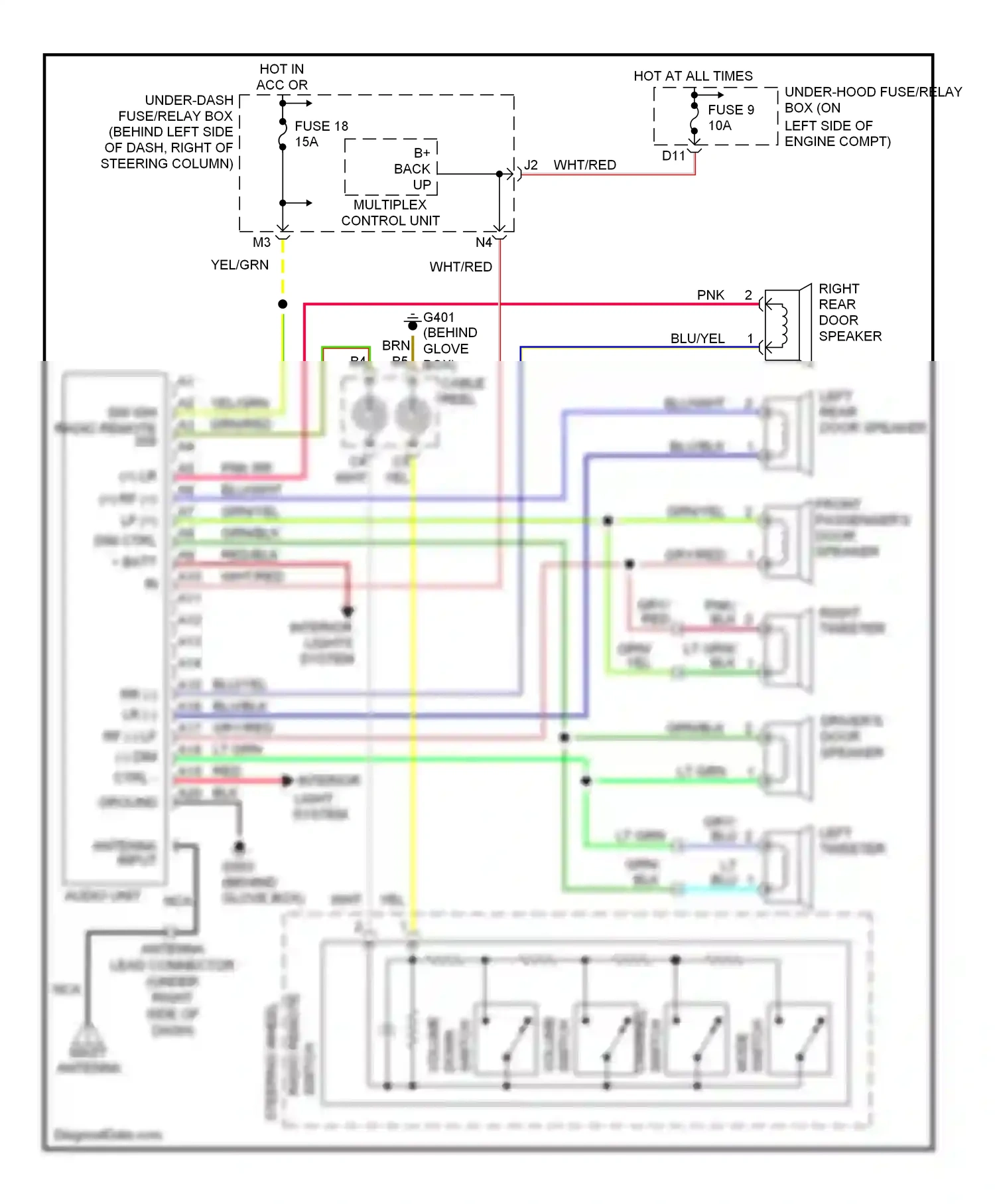 Wiring diagram audio unit for Honda CR-V II facelift (2004-2006) (4 of 6)