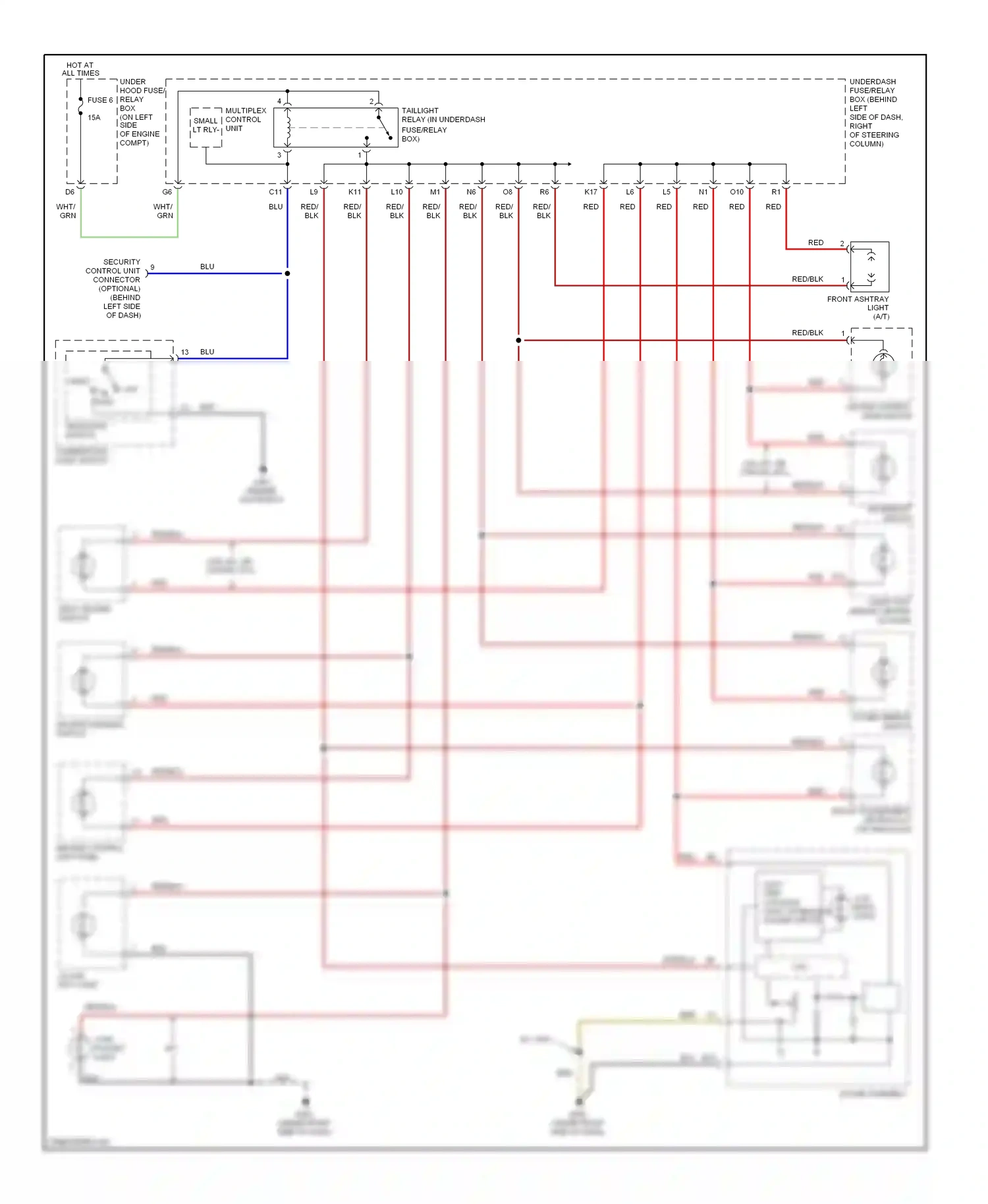 Wiring diagram hazard warning switch for Honda CR-V II facelift (2004-2006) (2 of 4)