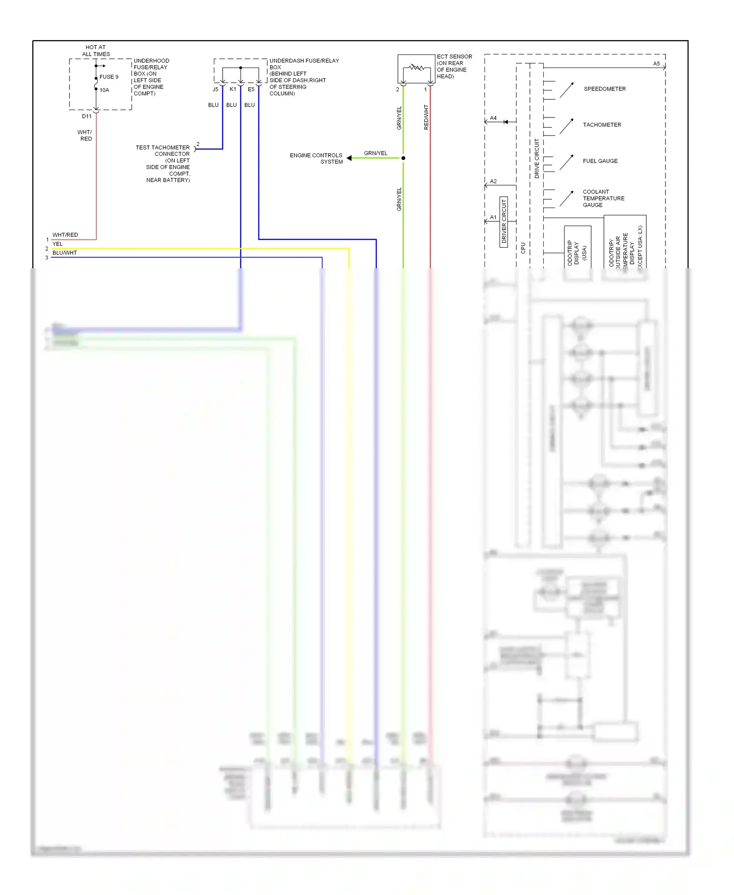 Wiring diagram high beam indicator for Honda CR-V II facelift (2004-2006) (3 of 3)