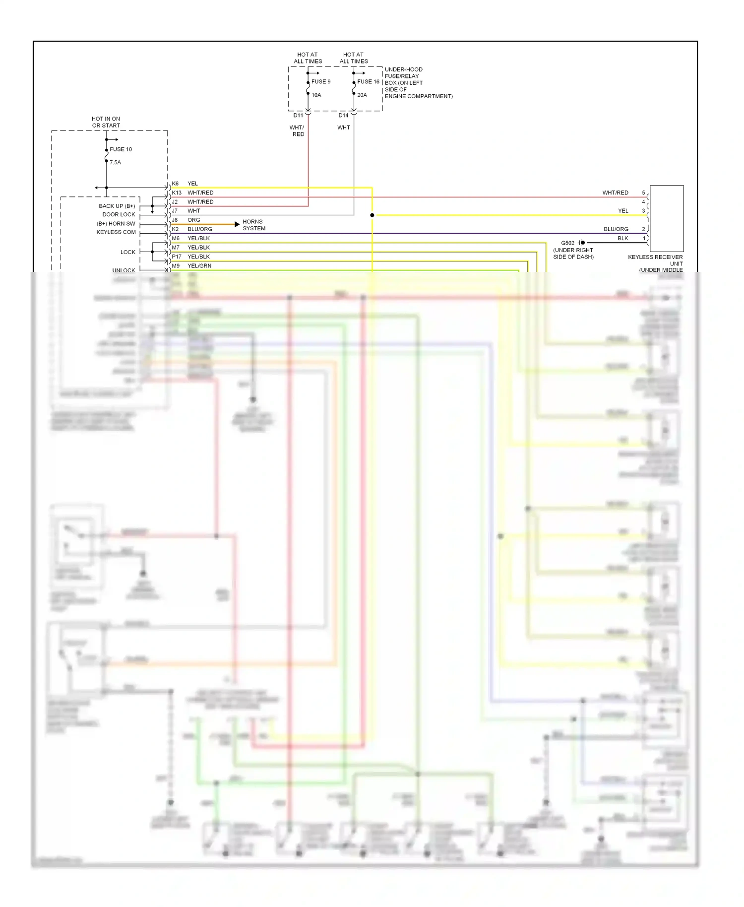 Wiring diagram horns system for Honda CR-V II facelift (2004-2006) (4 of 4)