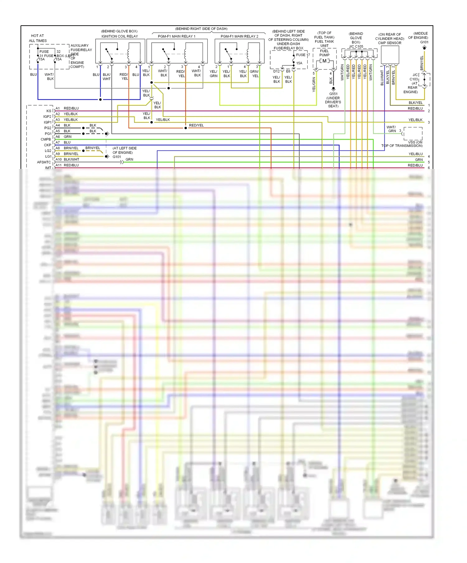 Wiring diagram ignition coil 4 for Honda CR-V II facelift (2004-2006) (2 of 2)