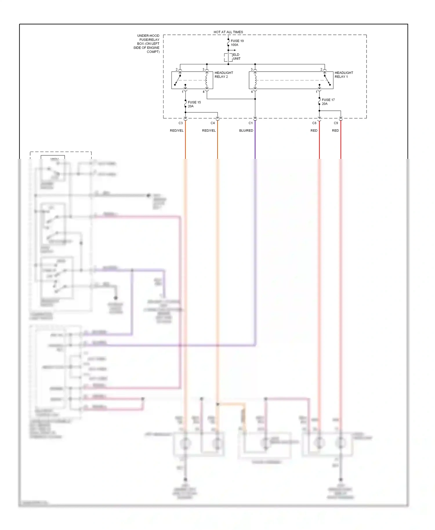 Wiring diagram off flash-to- pass switch for Honda CR-V II facelift (2004-2006) (2 of 2)