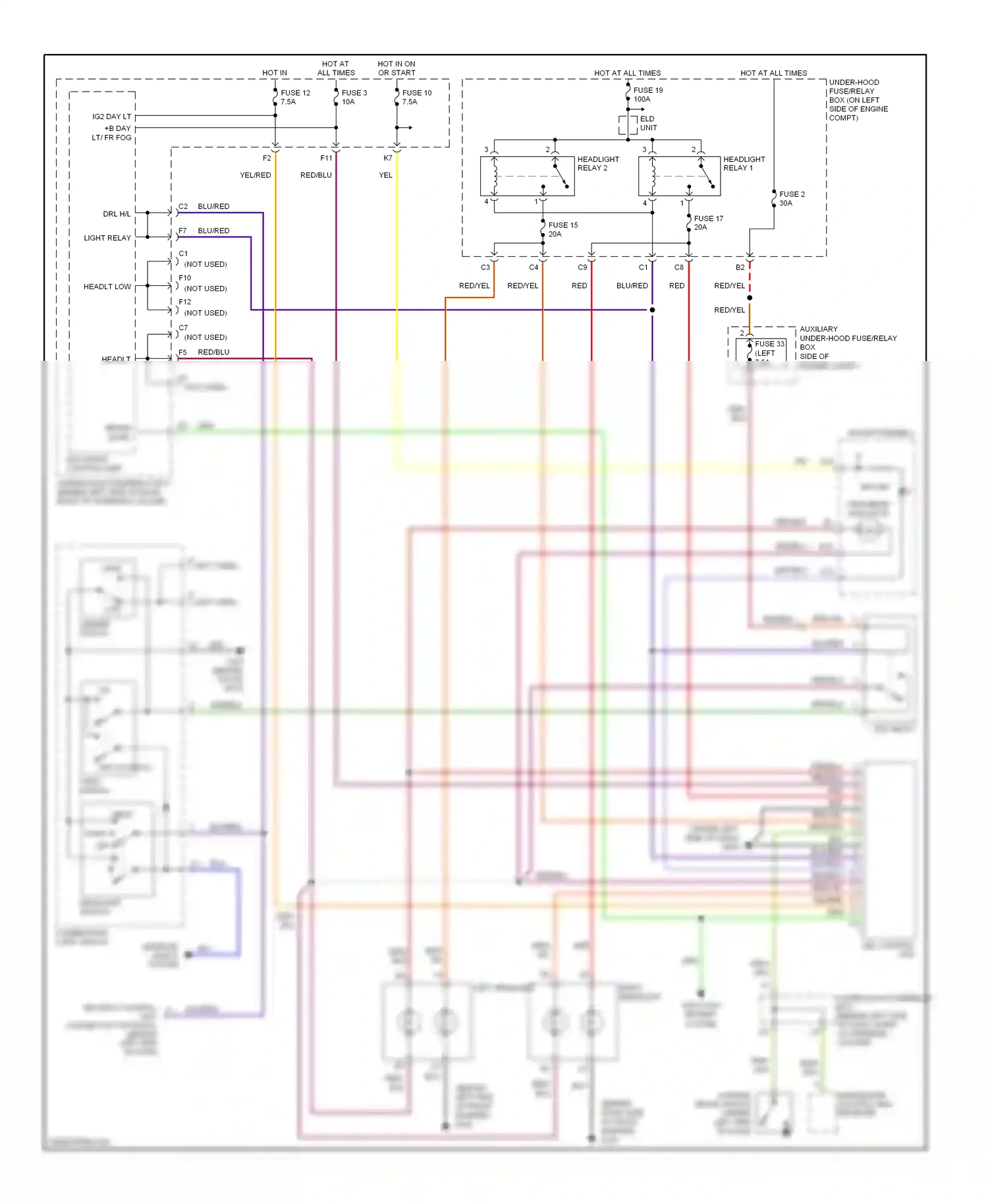 Wiring diagram off flash-to- pass switch for Honda CR-V II facelift (2004-2006) (1 of 2)