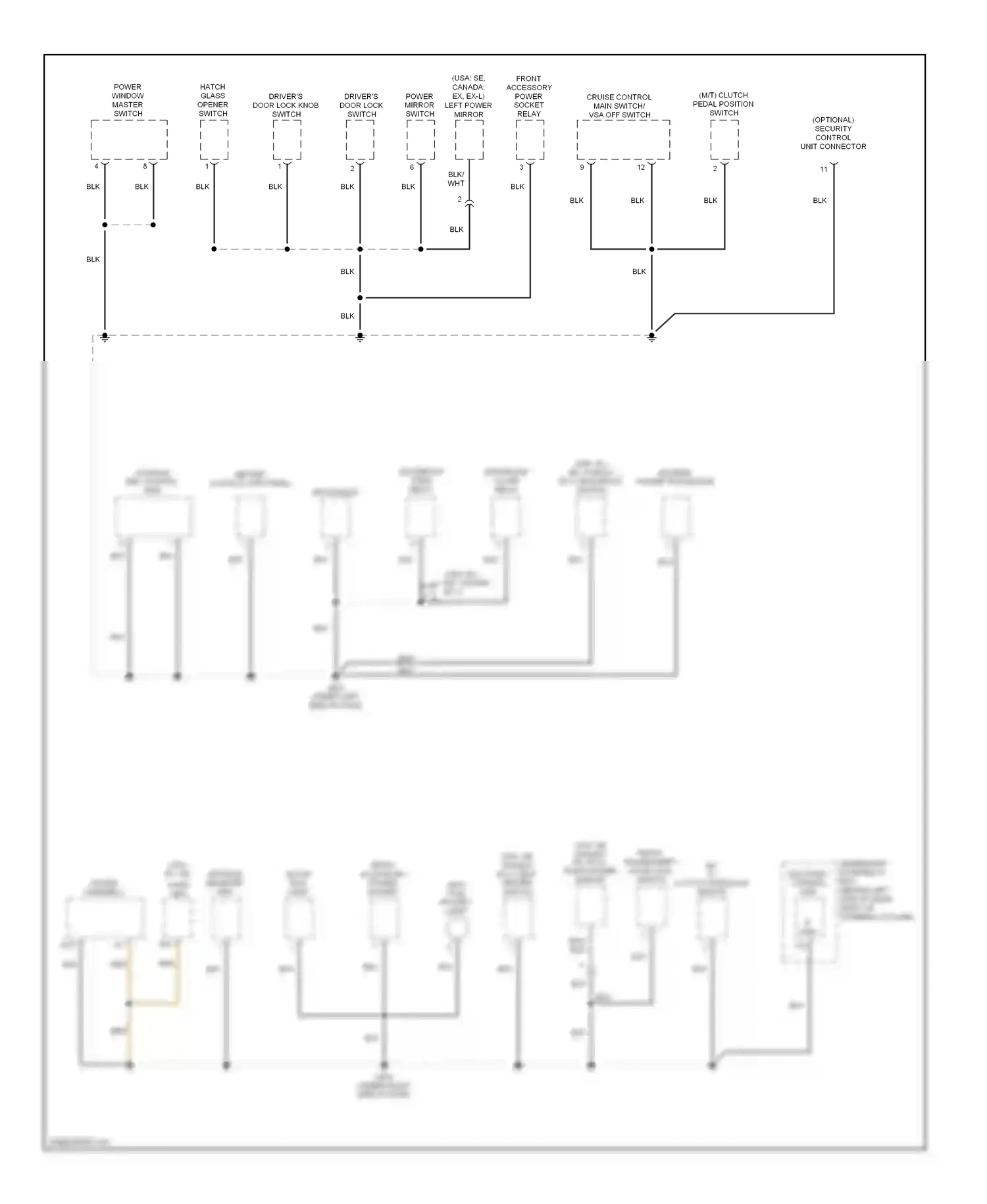 Wiring diagram power mirror switch for Honda CR-V II facelift (2004-2006) (1 of 5)
