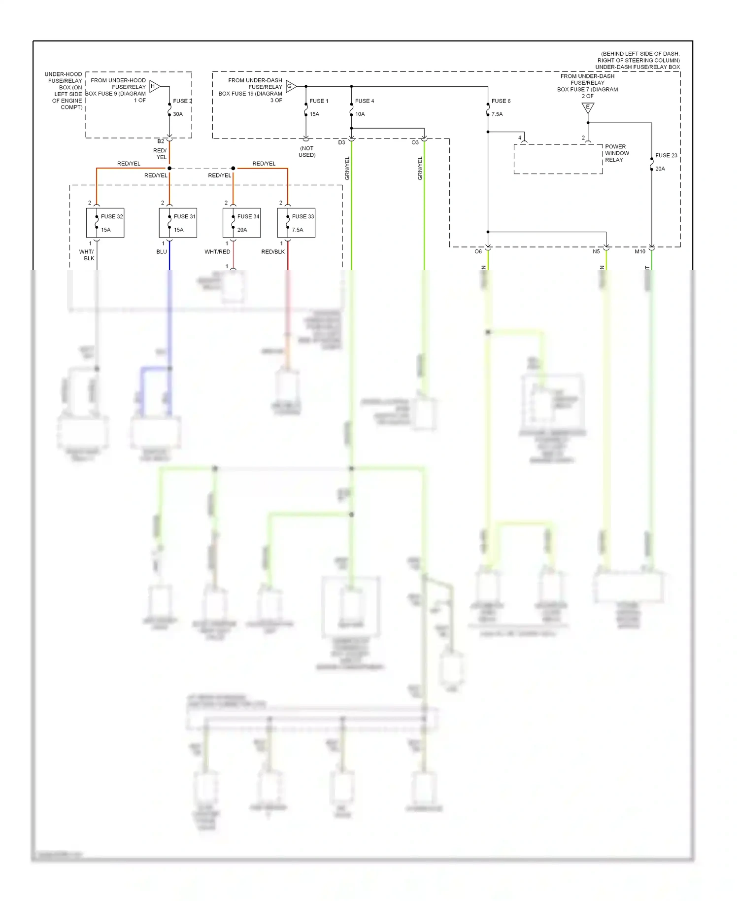 Wiring diagram power window master switch for Honda CR-V II facelift (2004-2006) (2 of 3)