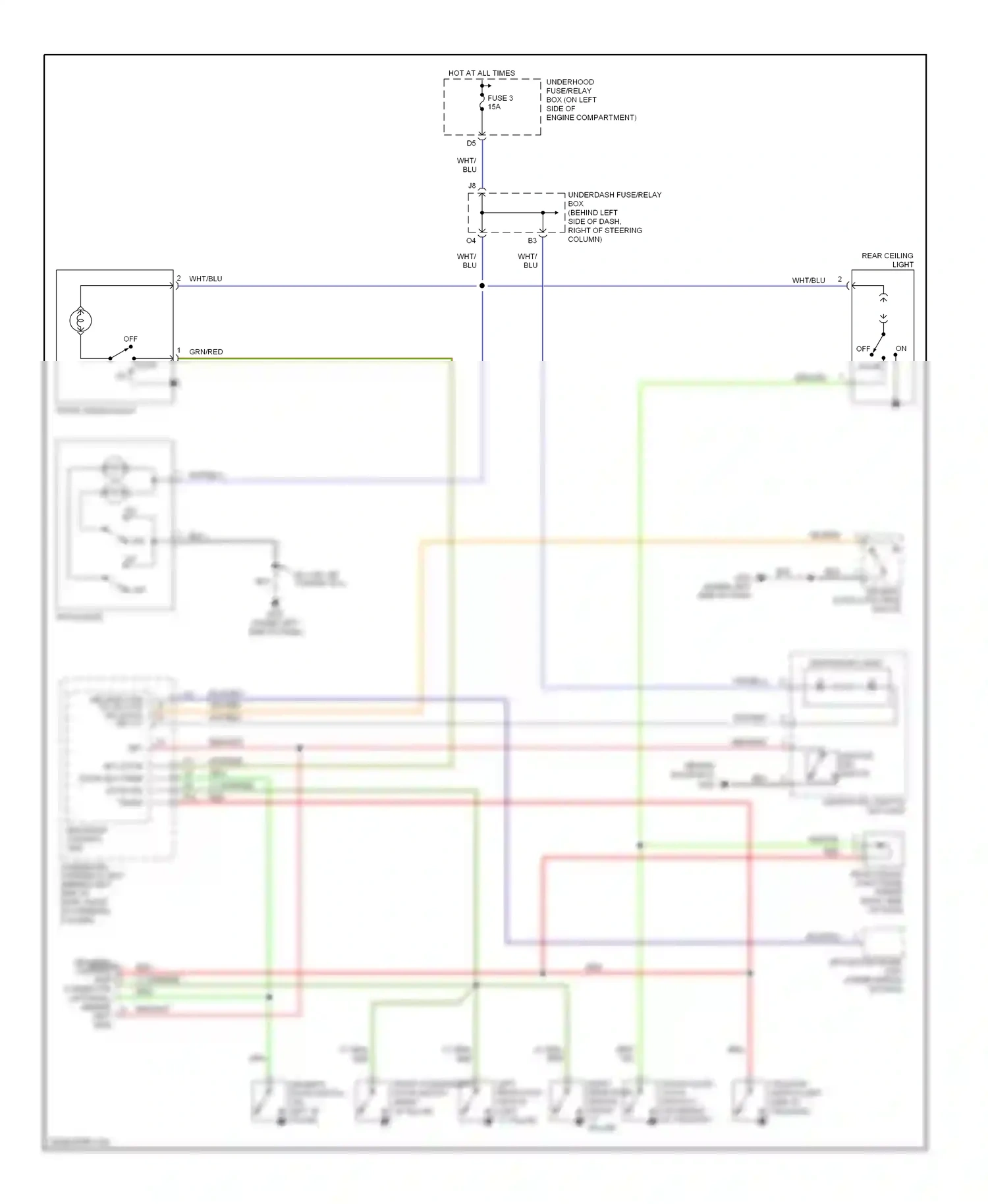 Wiring diagram rear ceiling light for Honda CR-V II facelift (2004-2006) (1 of 1)