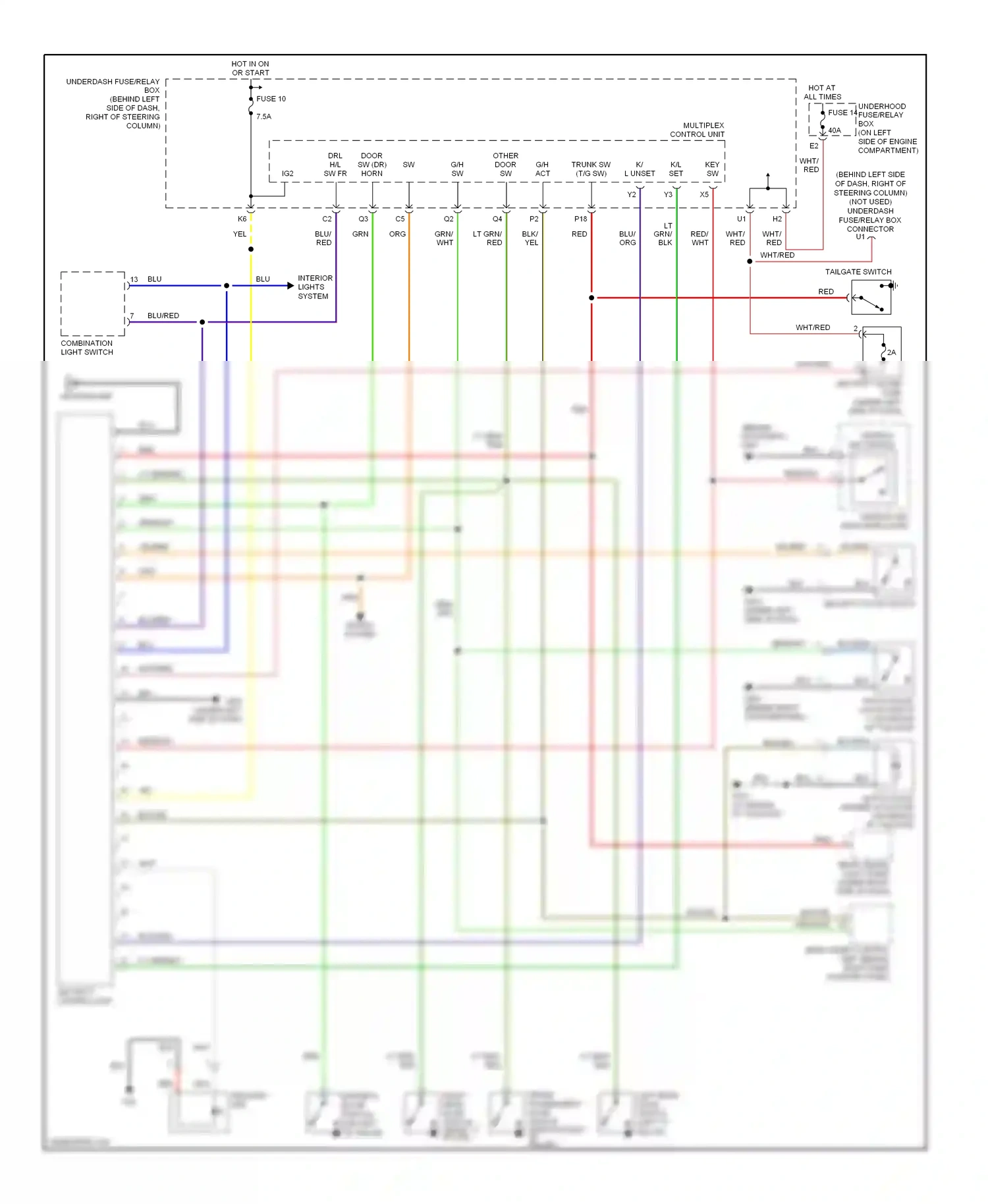 Wiring diagram security hood switch for Honda CR-V II facelift (2004-2006) (1 of 1)