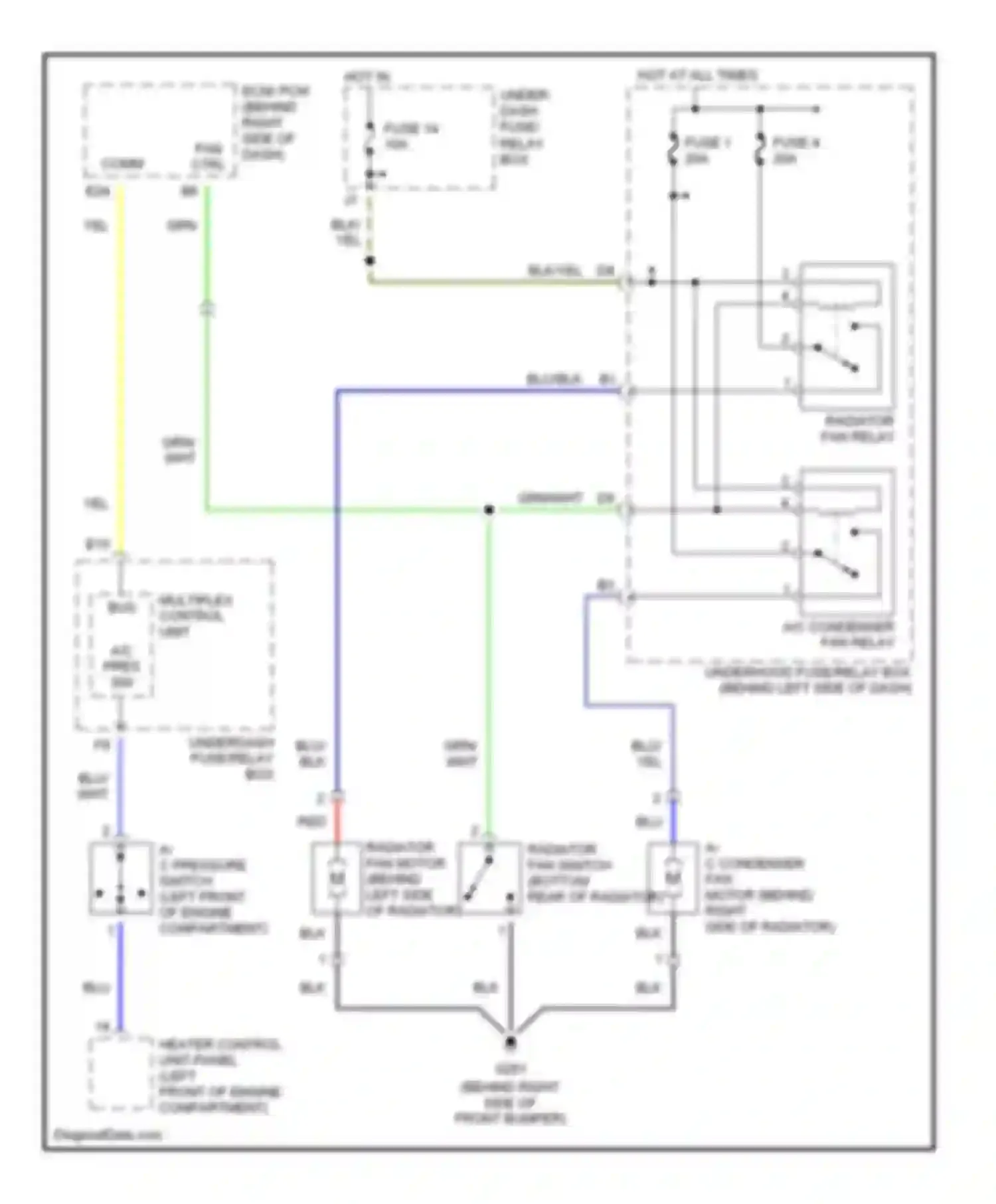 CR-V Honda II (2001-2004): Cooling fan circuit