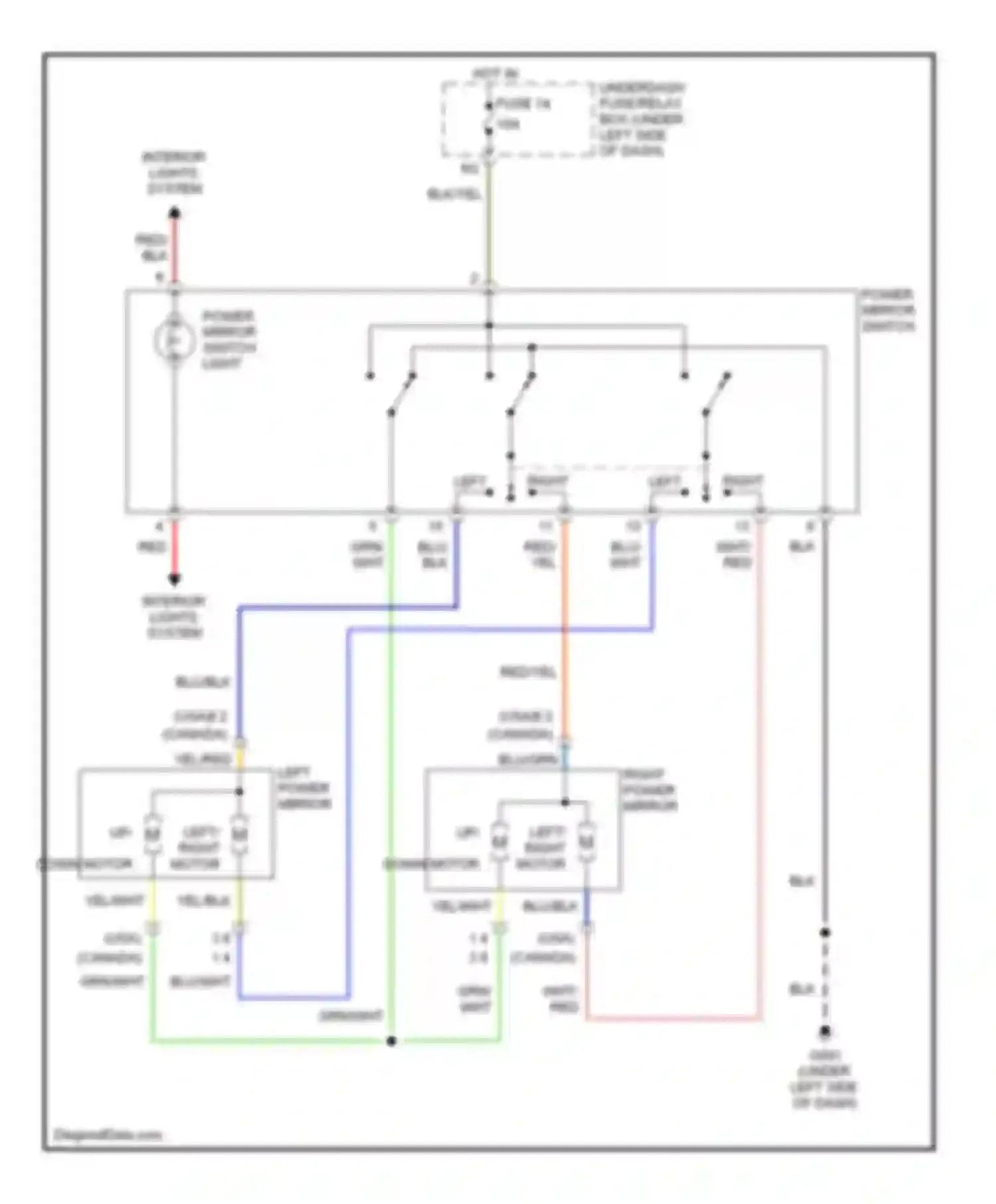CR-V Honda II (2001-2004): Power mirror circuit, without defogger