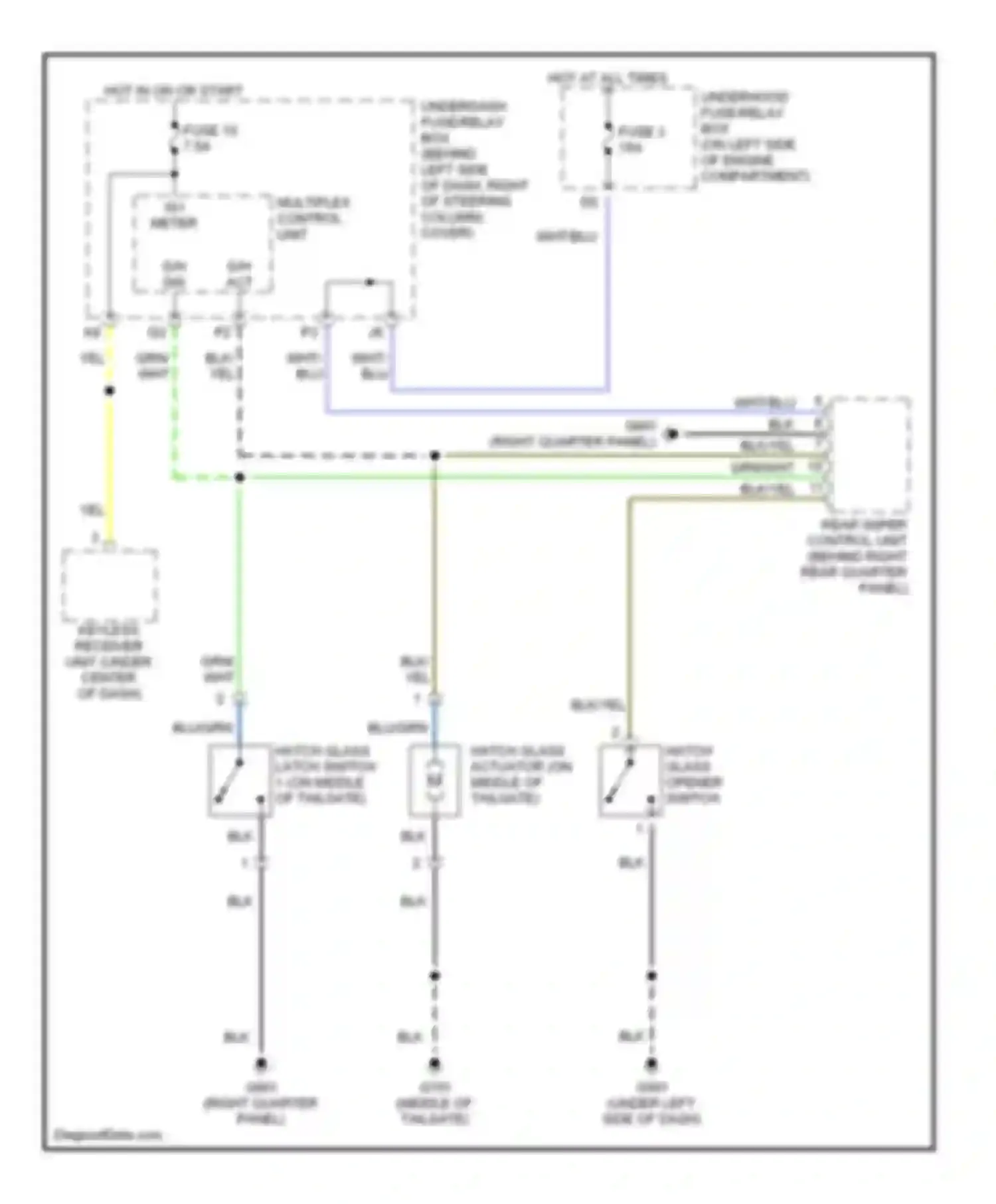 CR-V Honda II (2001-2004): Liftglass release circuit