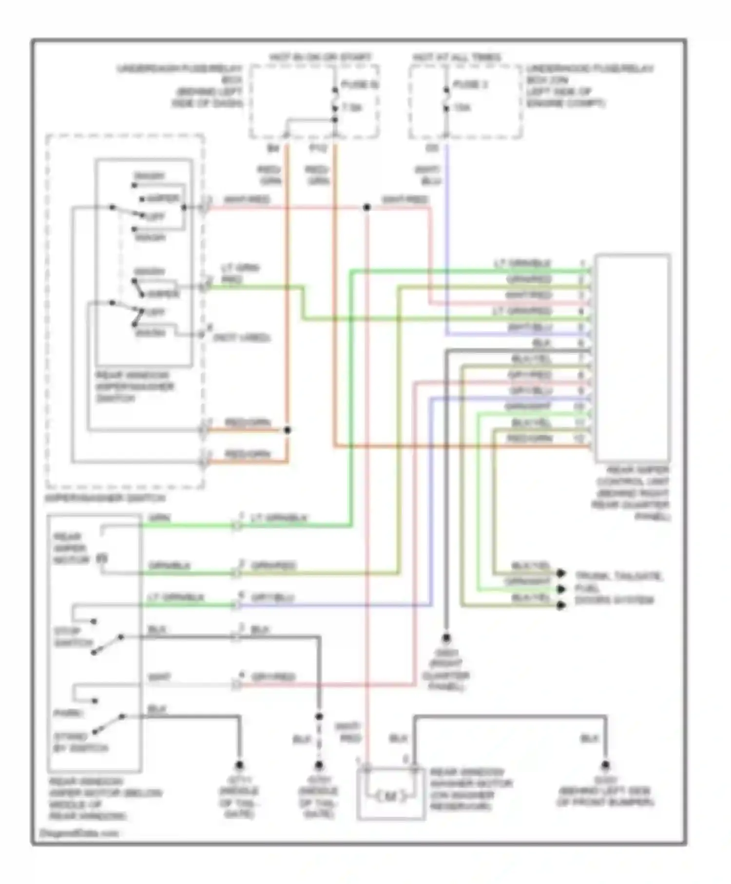CR-V Honda II (2001-2004): Rear wiper/washer circuit