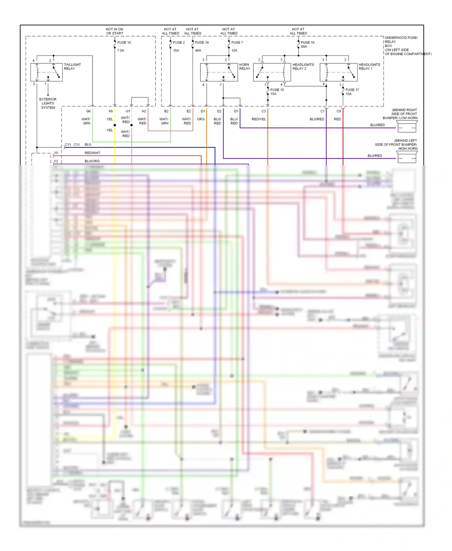 Wiring diagram blu/org for Honda CR-V II (2001-2004) (2 of 9)