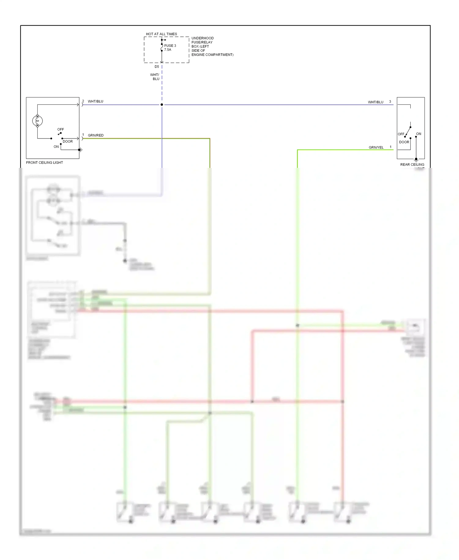 Wiring diagram front ceiling light for Honda CR-V II (2001-2004) (1 of 2)