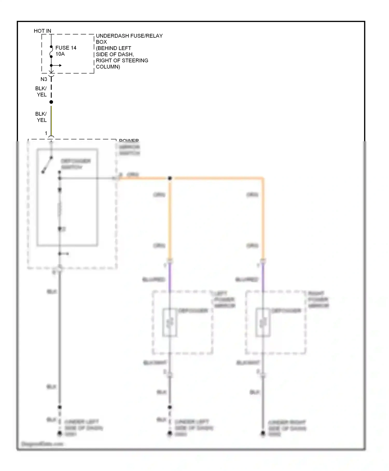 Wiring diagram left power mirror for Honda CR-V II (2001-2004) (2 of 4)