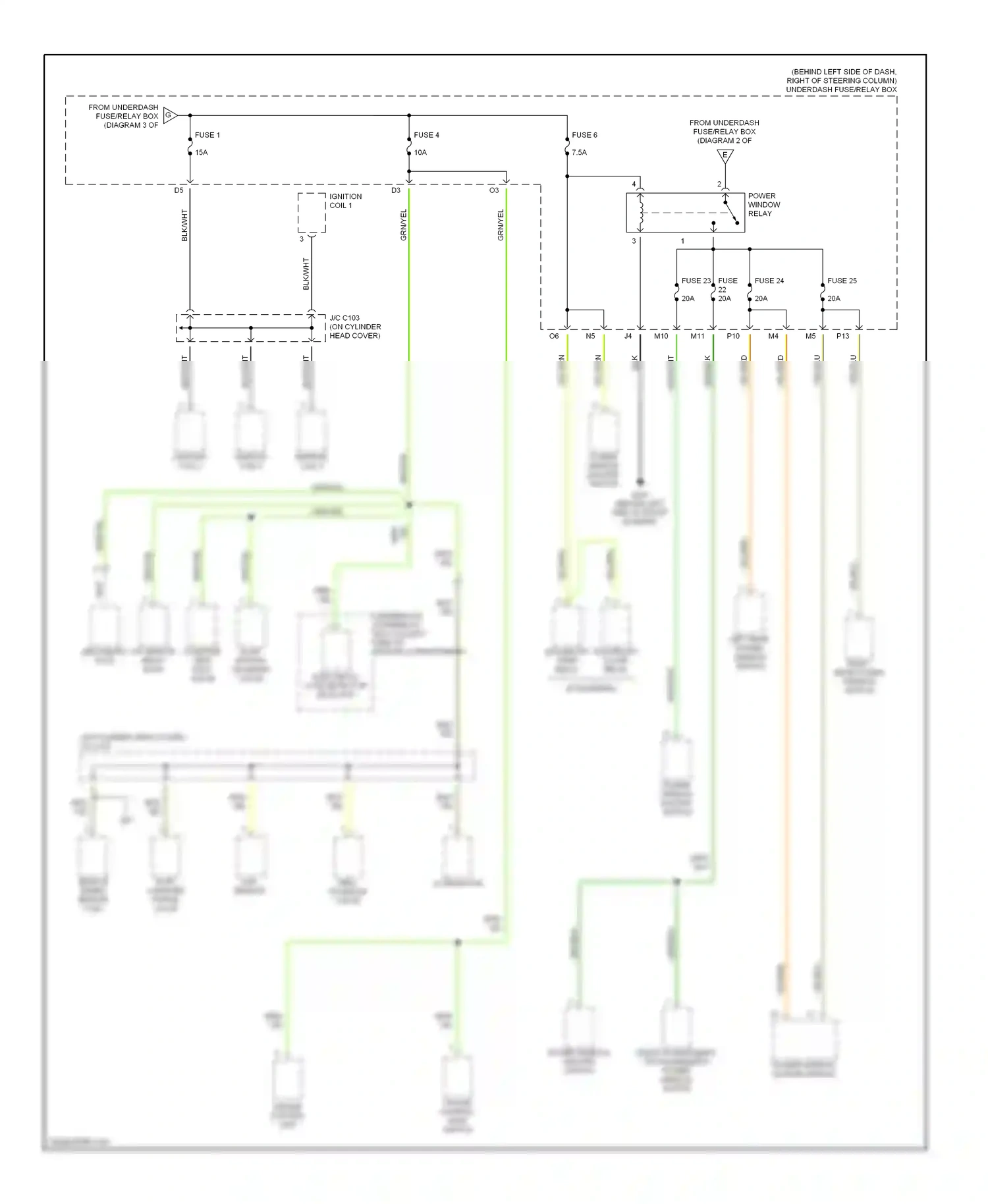 Wiring diagram power window master switch for Honda CR-V II (2001-2004) (2 of 3)