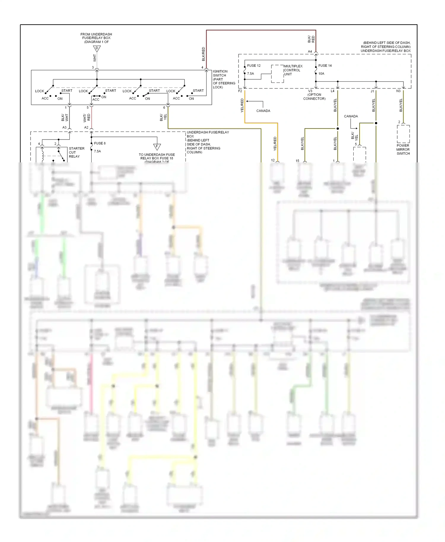Wiring diagram recirculation control motor for Honda CR-V II (2001-2004) (1 of 1)
