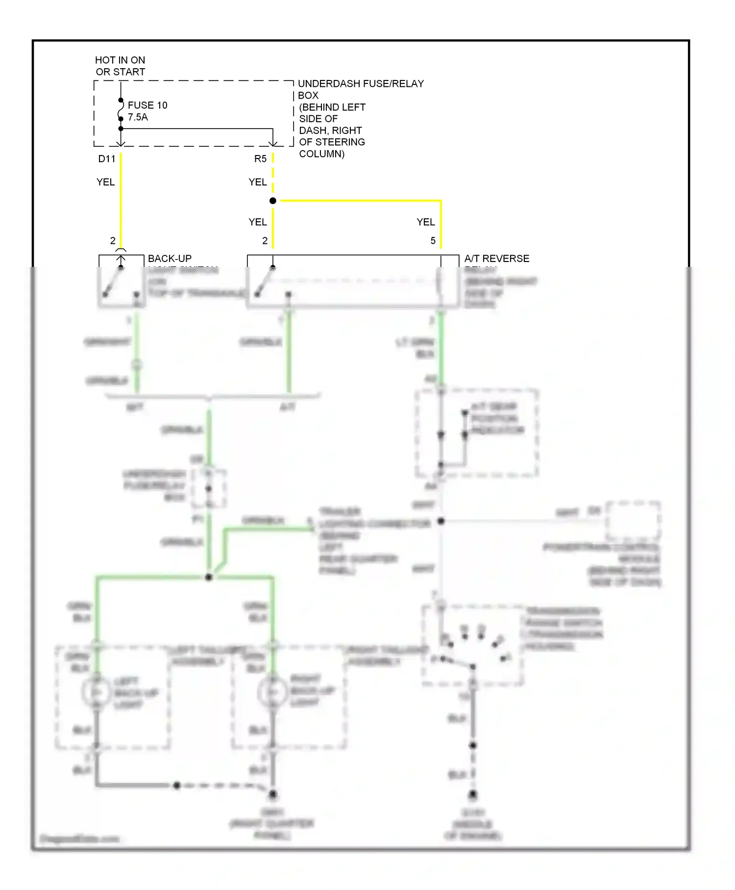 Wiring diagram right quarter panel for Honda CR-V II (2001-2004) (2 of 7)