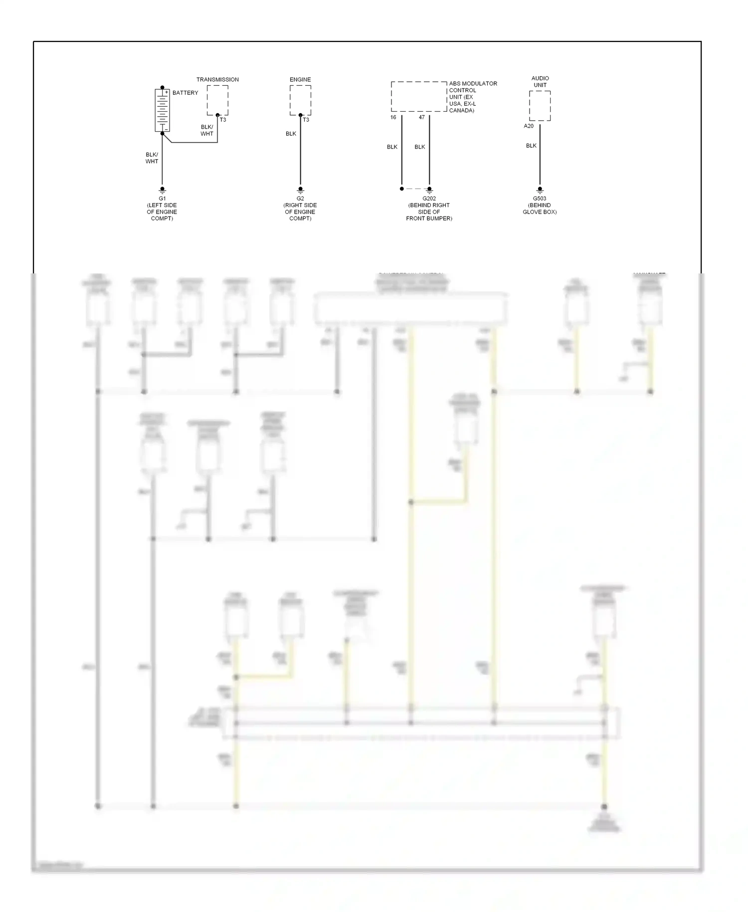 Wiring diagram transmission range switch for Honda CR-V II (2001-2004) (1 of 3)