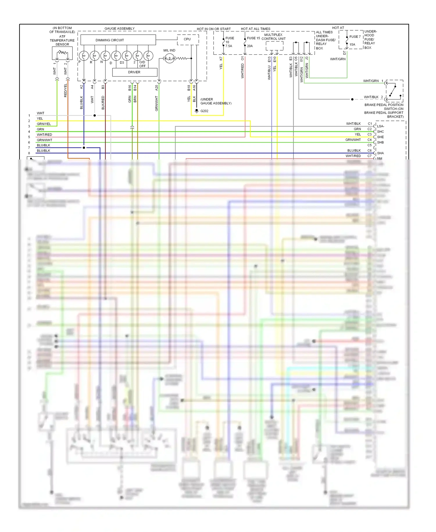 Wiring diagram transmission range switch for Honda CR-V II (2001-2004) (3 of 3)