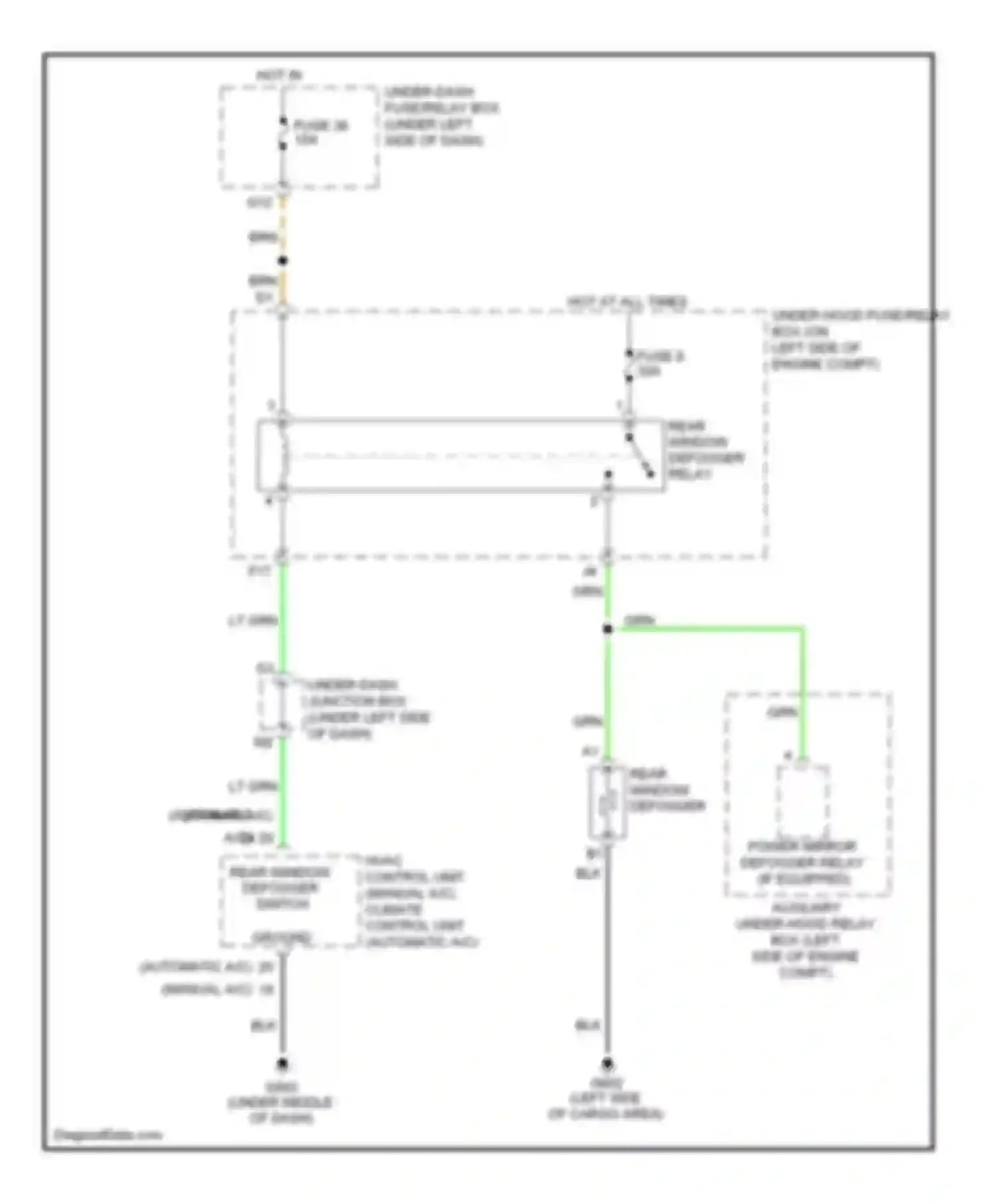 CR-V Honda III facelift (2009-2012): Rear defogger circuit