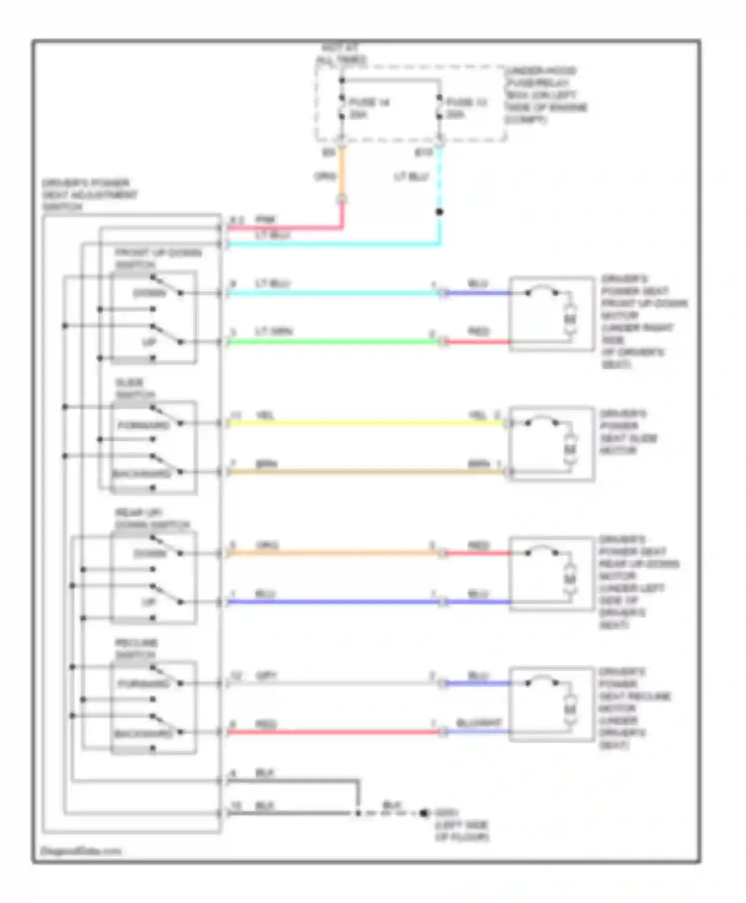 CR-V Honda III facelift (2009-2012): Driver power seat circuit