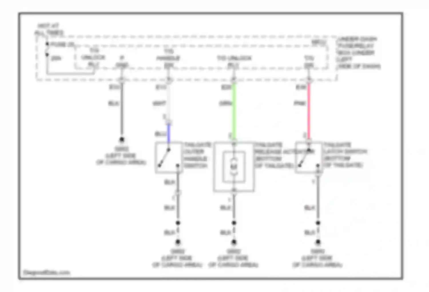 CR-V Honda III facelift (2009-2012): Tailgate release circuit
