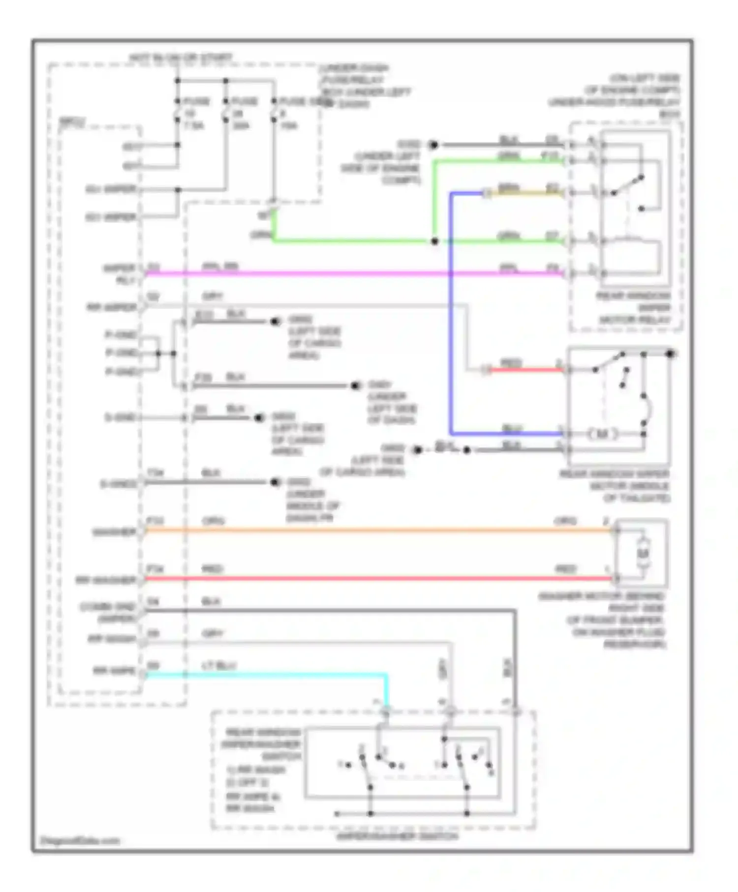 CR-V Honda III facelift (2009-2012): Rear wiper/washer circuit