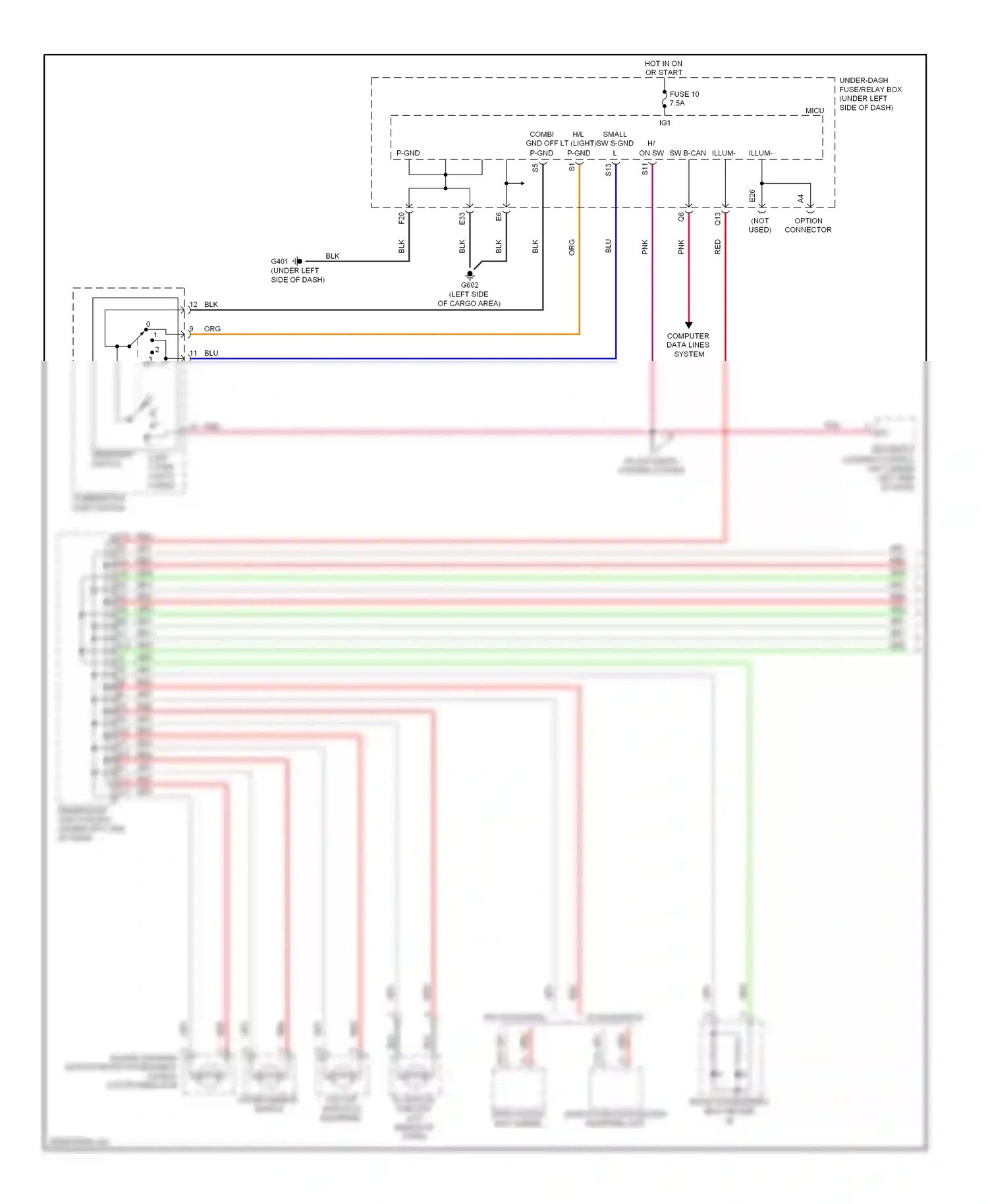 Wiring diagram combination light switch for Honda CR-V III facelift (2009-2012) (5 of 5)