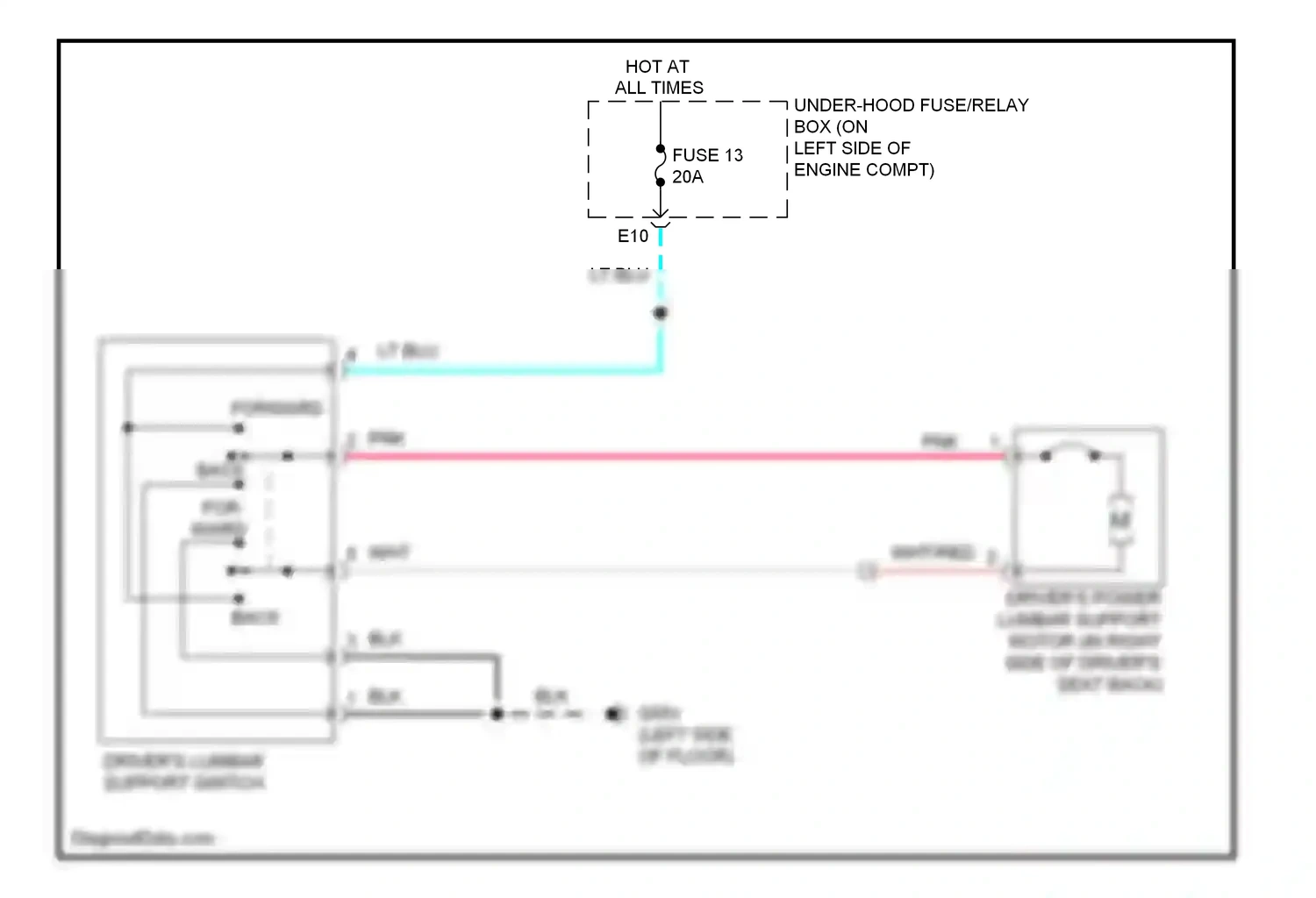 Wiring diagram driver's lumbar support switch for Honda CR-V III facelift (2009-2012) (1 of 1)